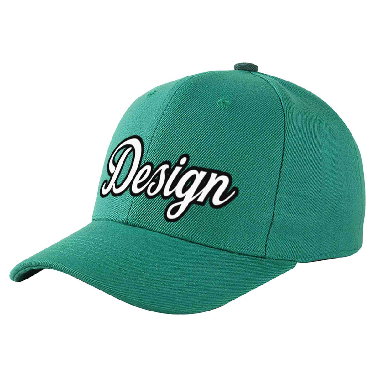 Custom Light Green White-Black Curved Eaves Sport Design Baseball Cap