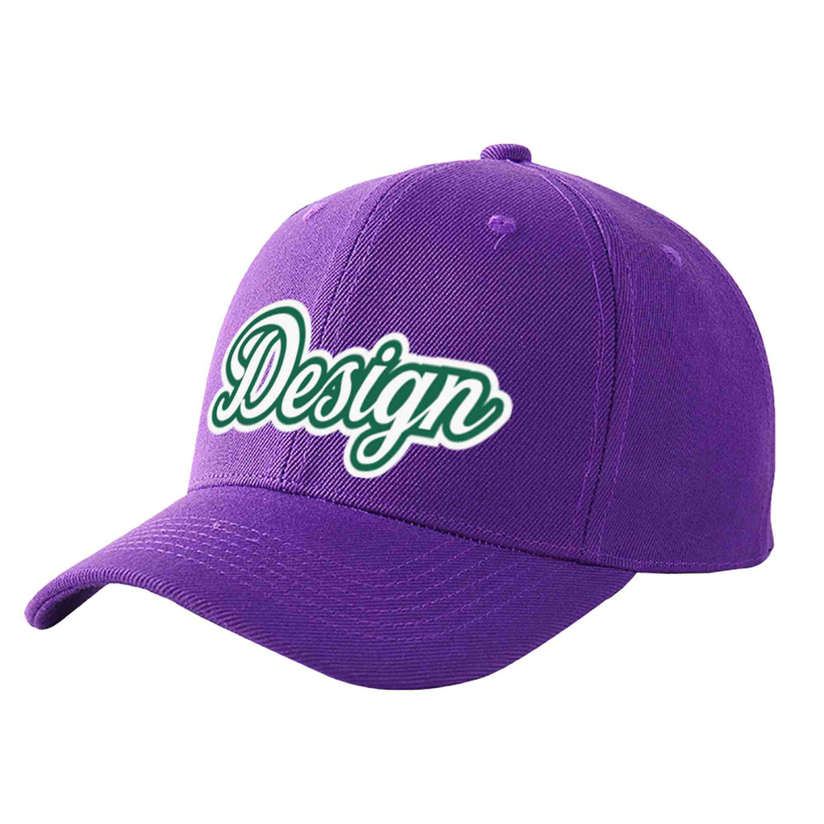 Custom Purple White-Kelly Green Curved Eaves Sport Design Baseball Cap