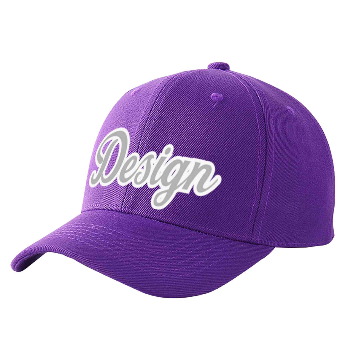 Custom Purple Gray-White Curved Eaves Sport Design Baseball Cap