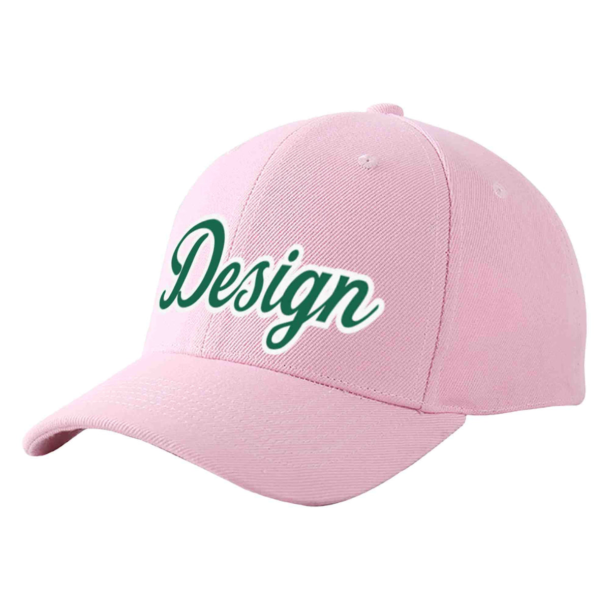 Custom Pink Kelly Green-White Curved Eaves Sport Design Baseball Cap