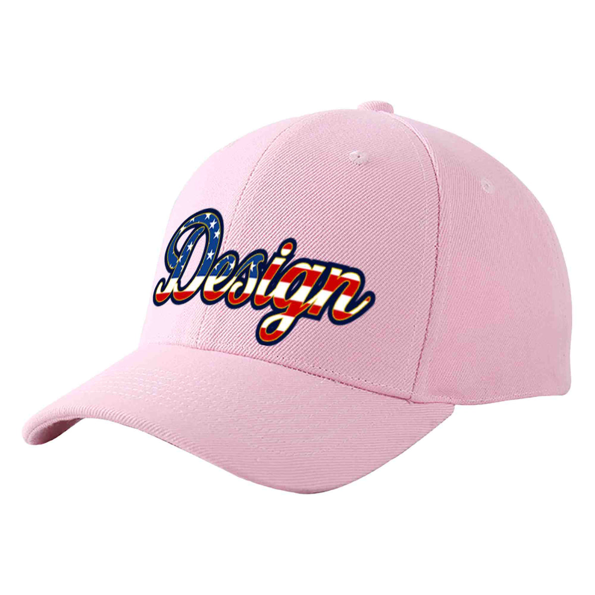 Custom Pink Vintage USA Flag-Gold Curved Eaves Sport Design Baseball Cap