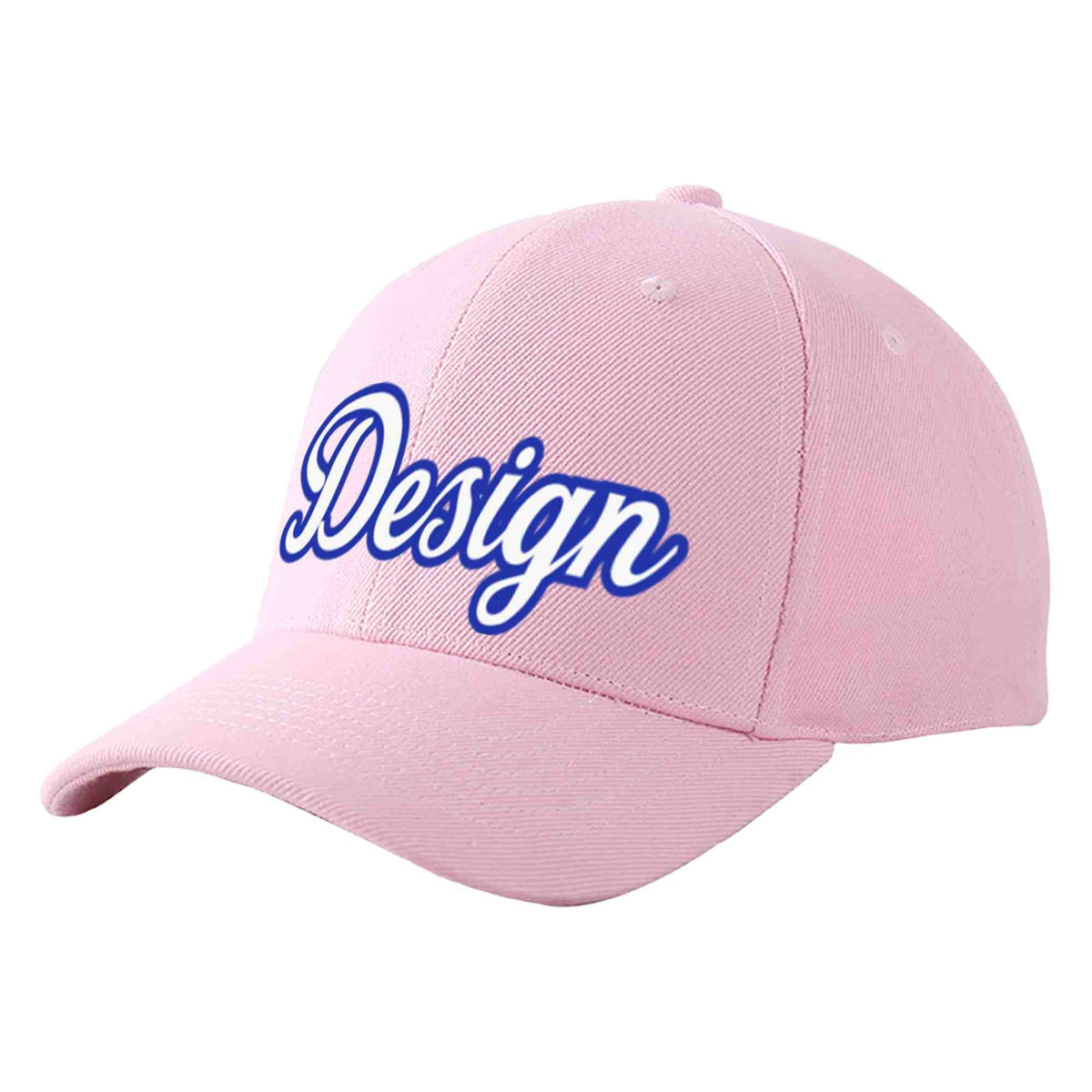 Custom Pink White-Royal Curved Eaves Sport Design Baseball Cap