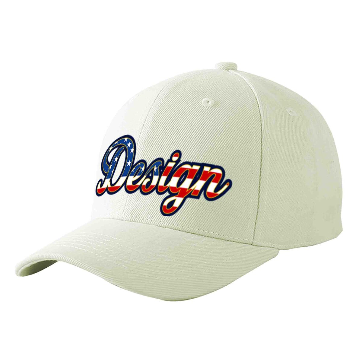 Custom Cream Vintage USA Flag-Gold Curved Eaves Sport Design Baseball Cap