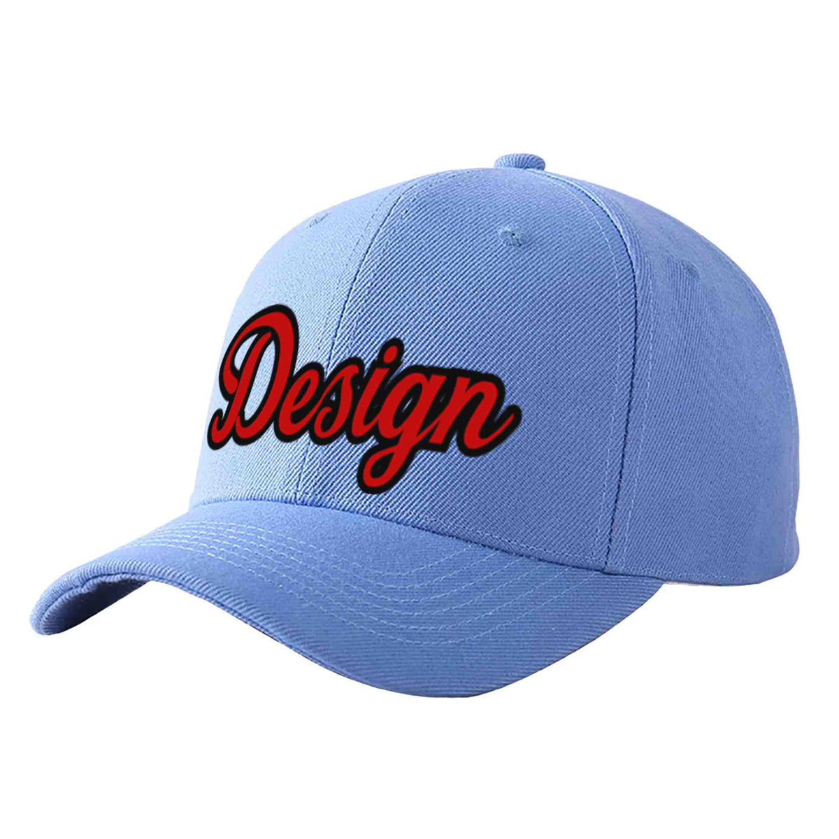 Custom Sky Blue Red-Black Curved Eaves Sport Design Baseball Cap