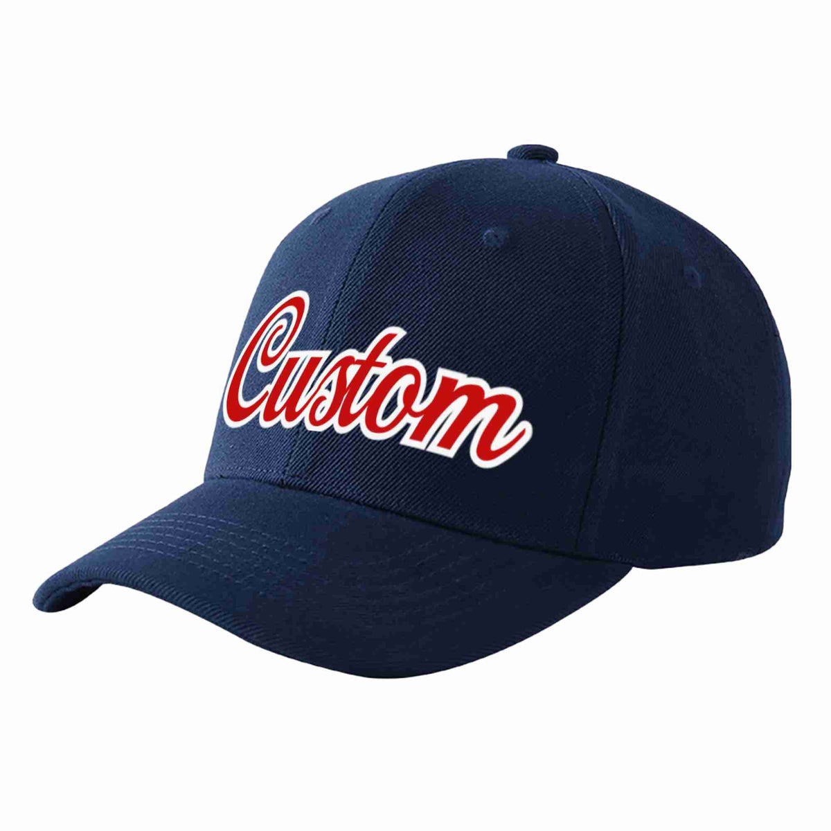 Custom Navy Red-White Curved Eaves Sport Baseball Cap Design for Men/Women/Youth