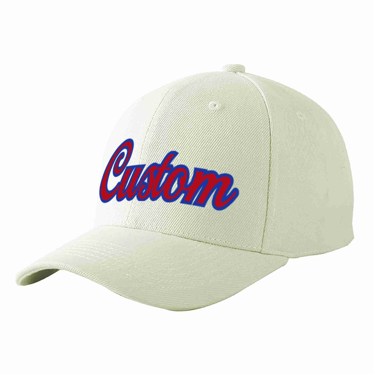 Custom Cream Red-Royal Curved Eaves Sport Baseball Cap Design for Men/Women/Youth