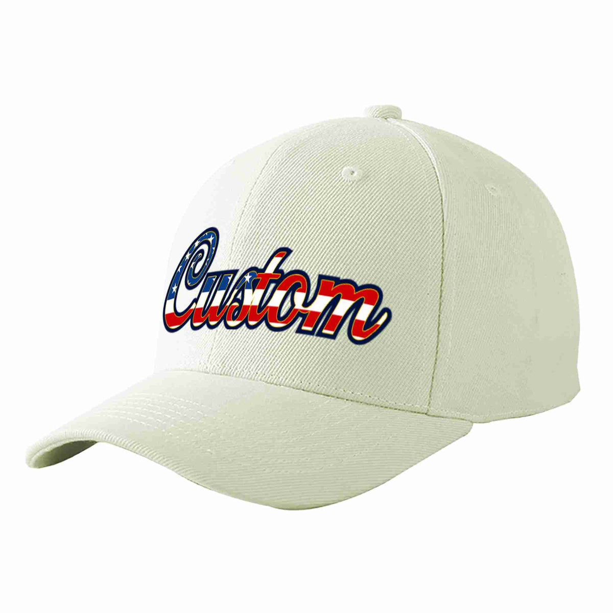 Custom Cream Vintage USA Flag-Gold Curved Eaves Sport Baseball Cap Design for Men/Women/Youth