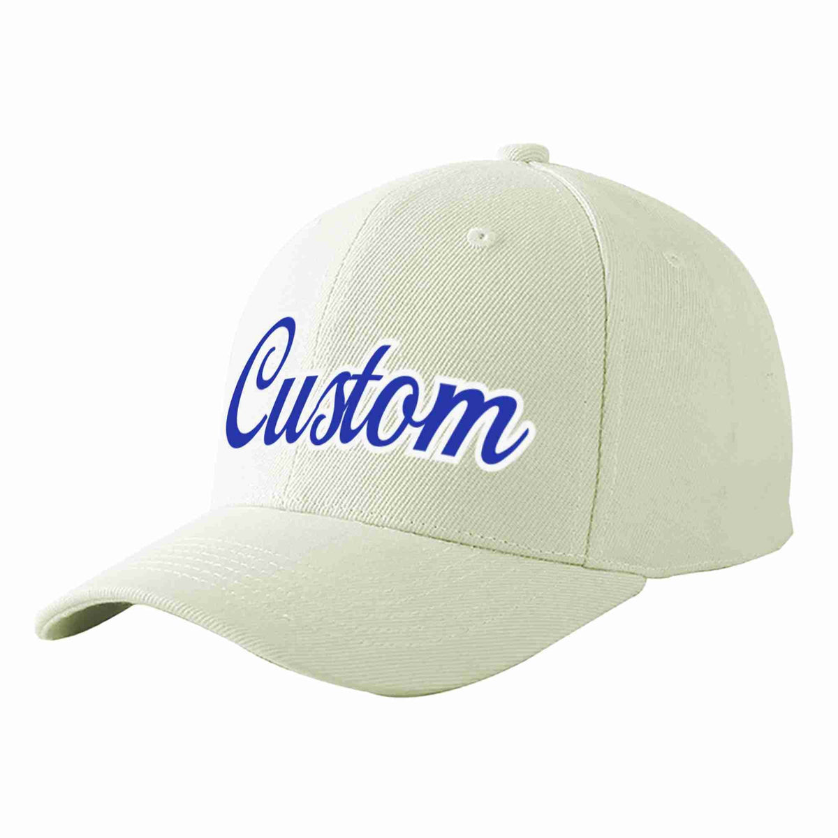 Custom Cream Royal-White Curved Eaves Sport Baseball Cap Design for Men/Women/Youth
