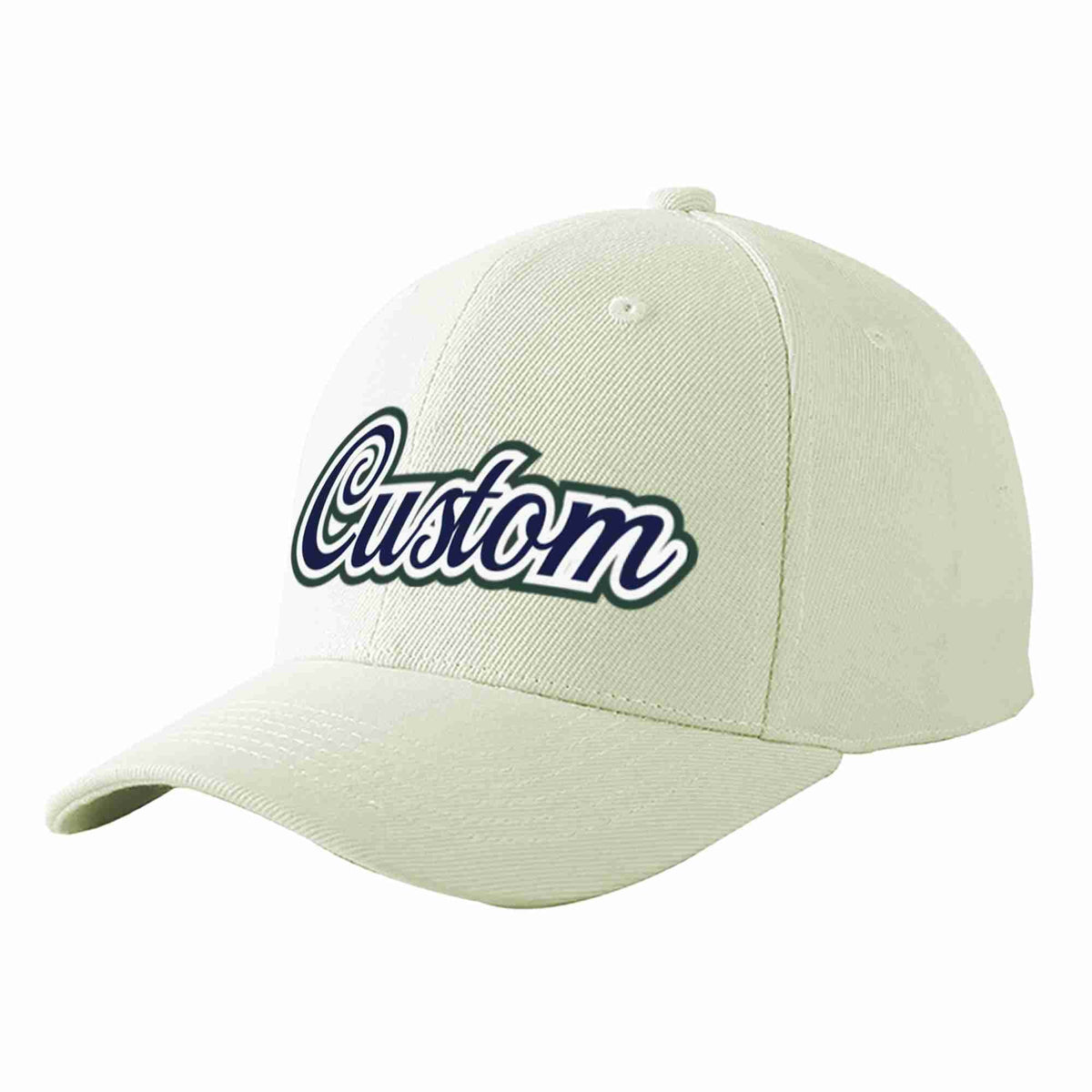 Custom Cream Navy-White Curved Eaves Sport Baseball Cap Design for Men/Women/Youth