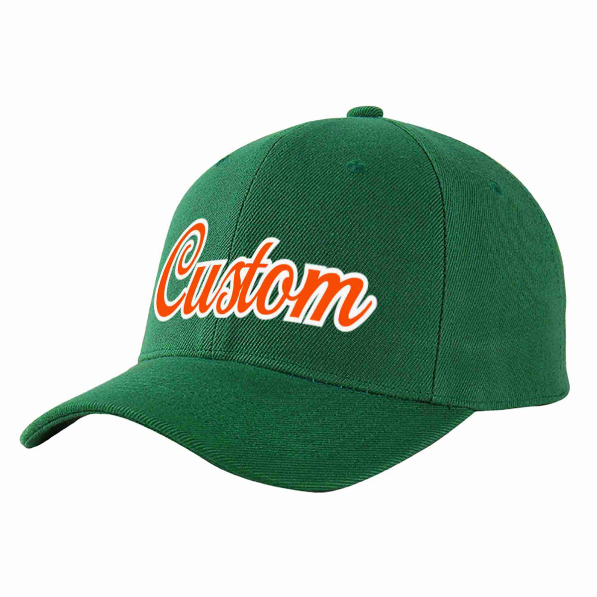 Custom Green Orange-White Curved Eaves Sport Baseball Cap Design for Men/Women/Youth