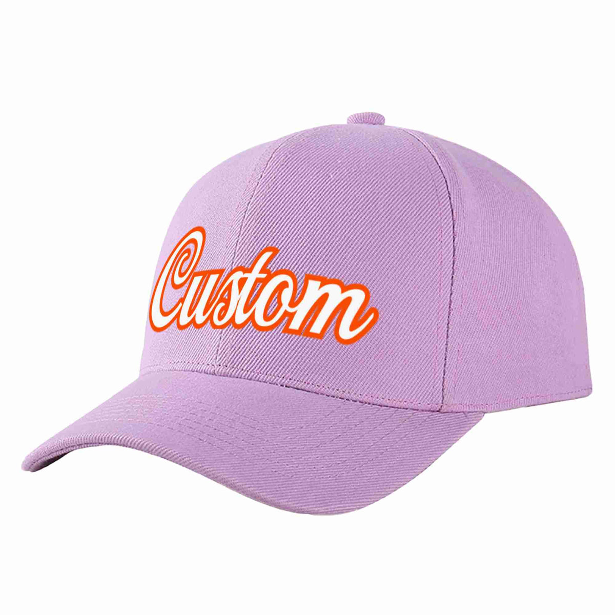 Custom Light Purple White-Orange Curved Eaves Sport Baseball Cap Design for Men/Women/Youth