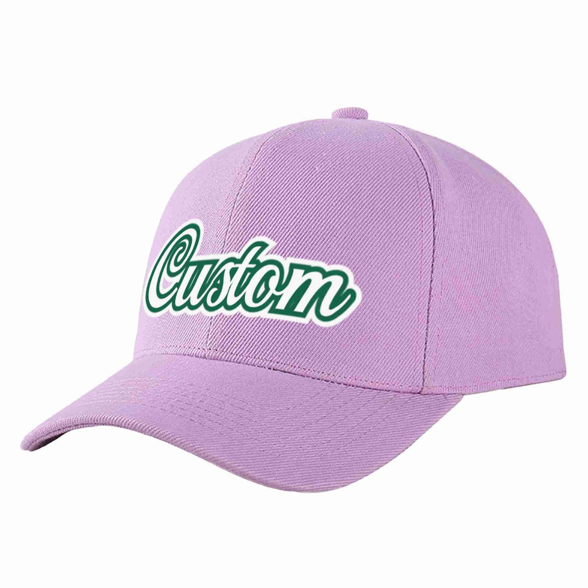 Custom Light Purple White-Kelly Green Curved Eaves Sport Baseball Cap Design for Men/Women/Youth