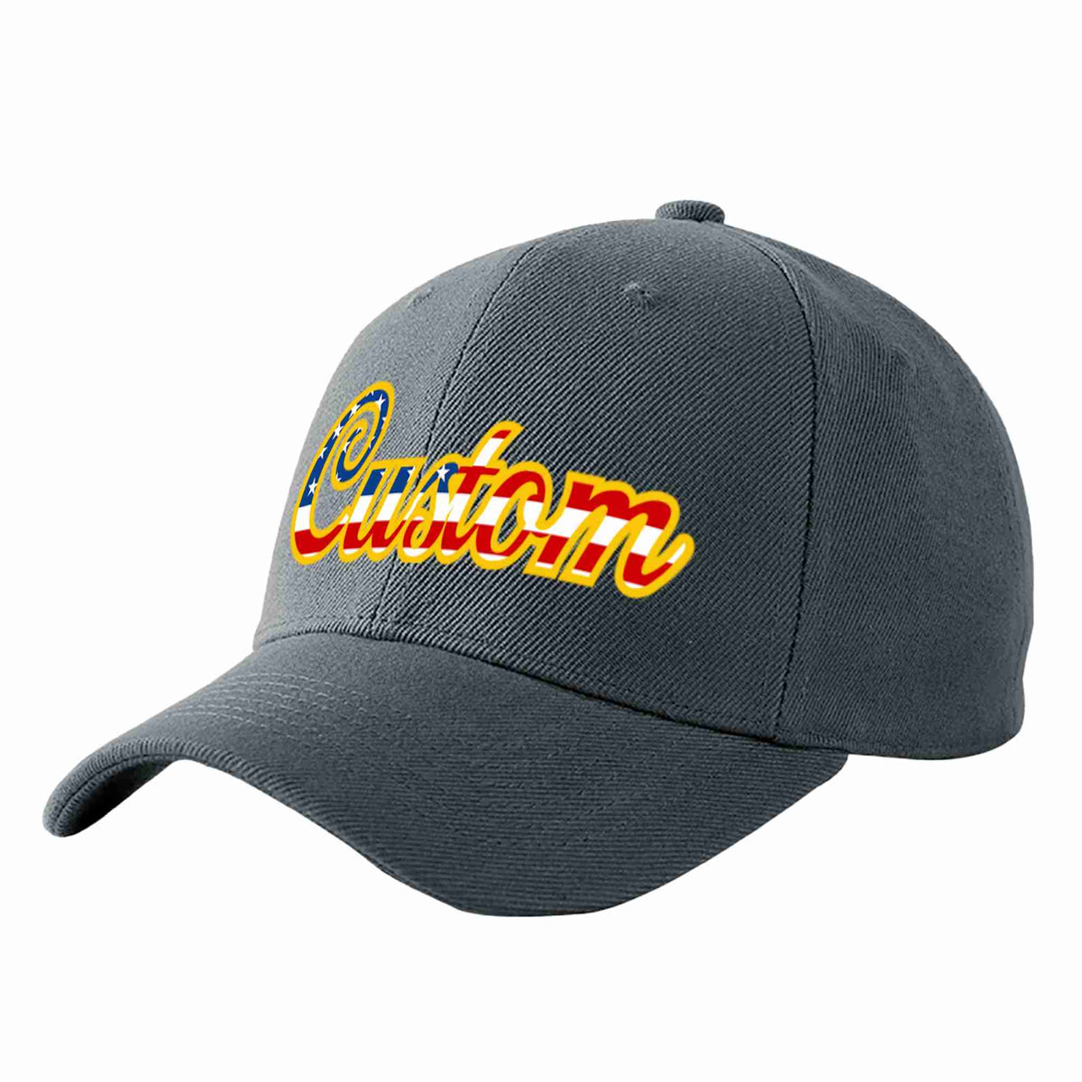 Custom Dark Gray Vintage USA Flag-Gold Curved Eaves Sport Baseball Cap Design for Men/Women/Youth