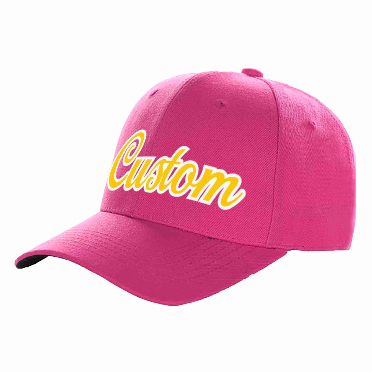 Custom Rose Red Gold-White Curved Eaves Sport Baseball Cap Design for Men/Women/Youth