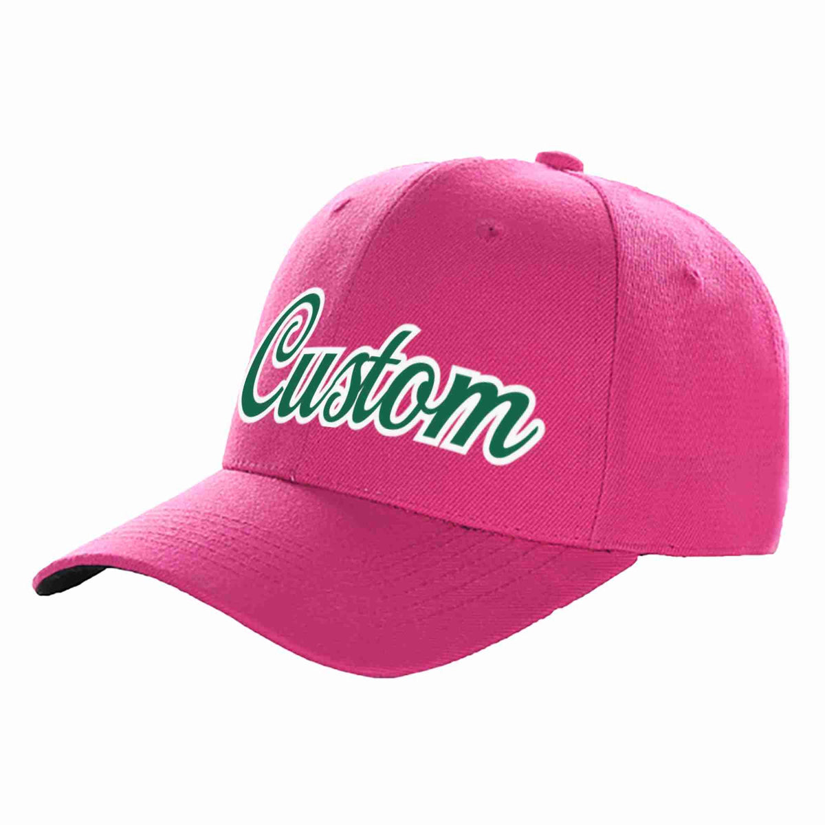 Custom Rose Red Kelly Green-White Curved Eaves Sport Baseball Cap Design for Men/Women/Youth