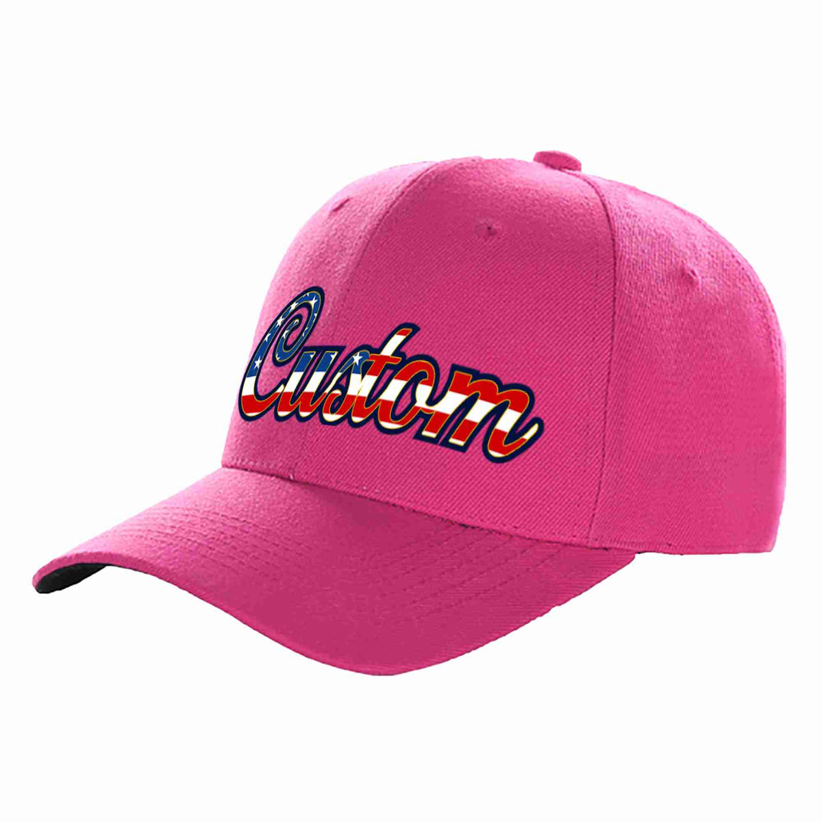 Custom Rose Red Vintage USA Flag-Gold Curved Eaves Sport Baseball Cap Design for Men/Women/Youth