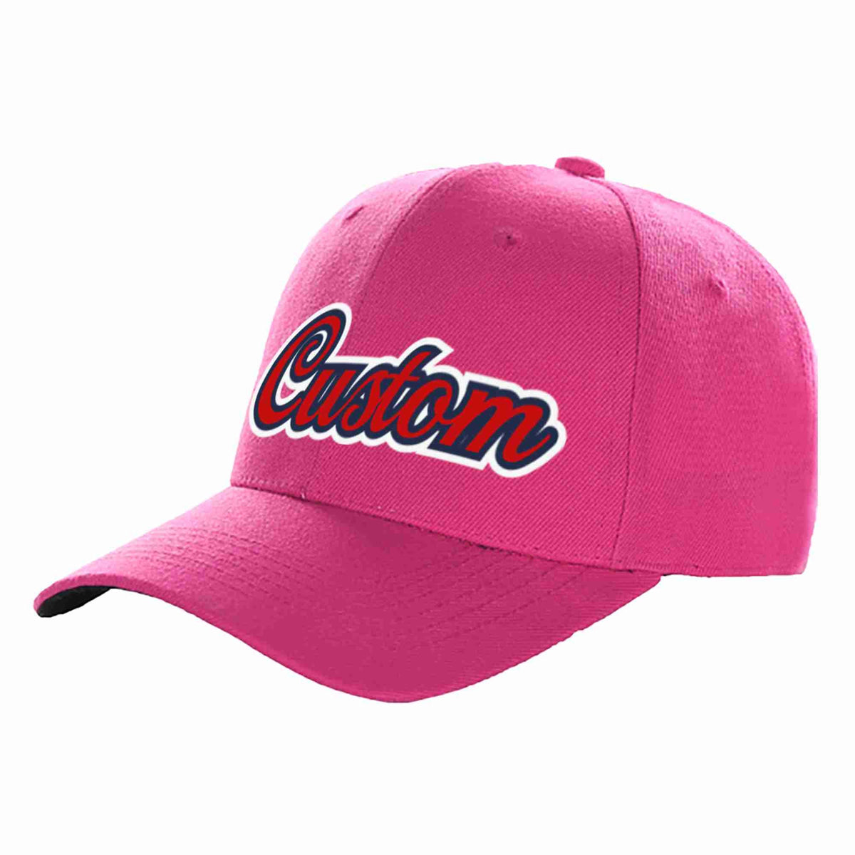 Custom Rose Red Red-Navy Curved Eaves Sport Baseball Cap Design for Men/Women/Youth