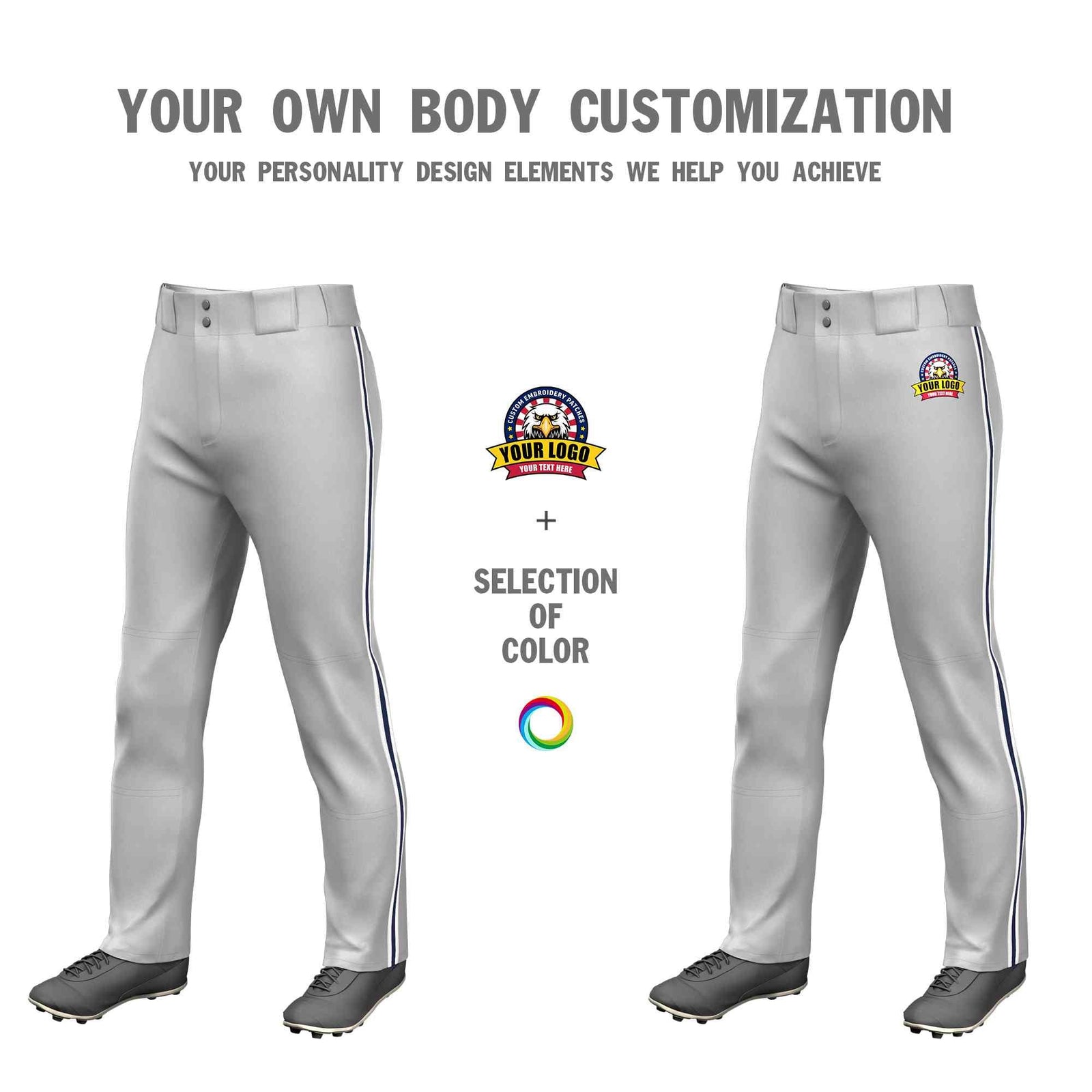 Custom Gray White Navy-White Classic Fit Stretch Practice Loose-fit Baseball Pants