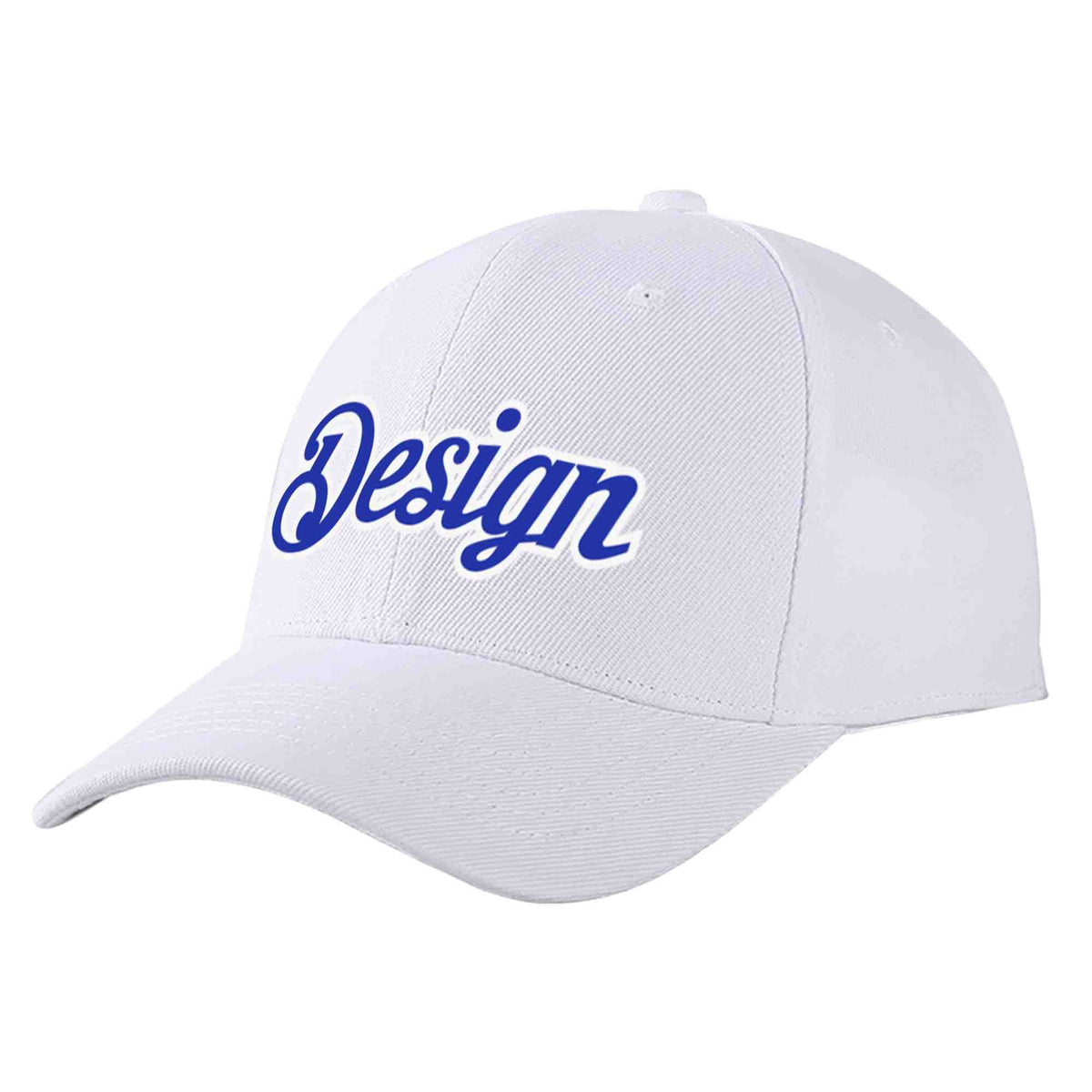 Custom White Royal-White Curved Eaves Sport Design Baseball Cap