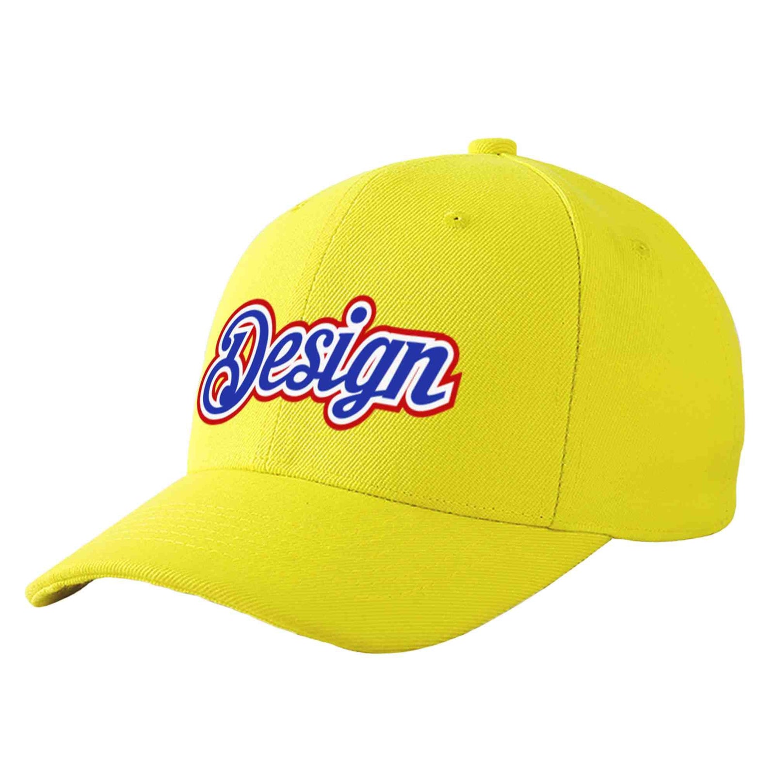 Custom Yellow Royal-White Curved Eaves Sport Design Baseball Cap
