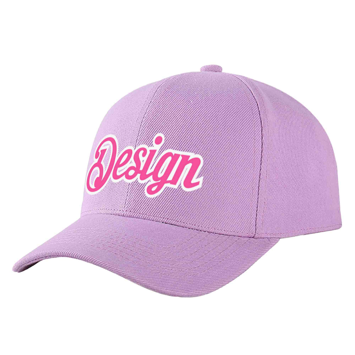 Custom Light Purple Pink-White Curved Eaves Sport Design Baseball Cap