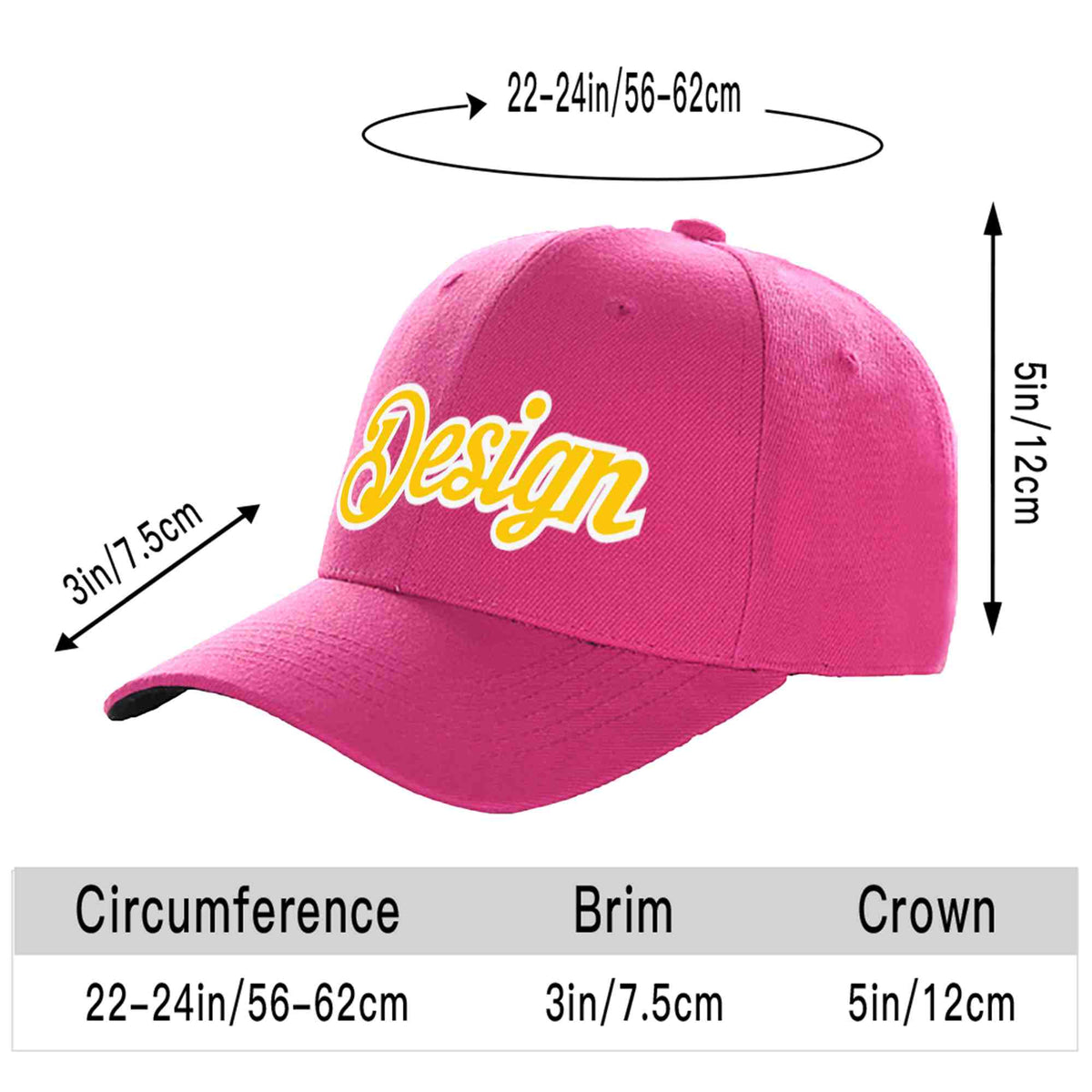 Custom Rose Red Gold-White Curved Eaves Sport Design Baseball Cap