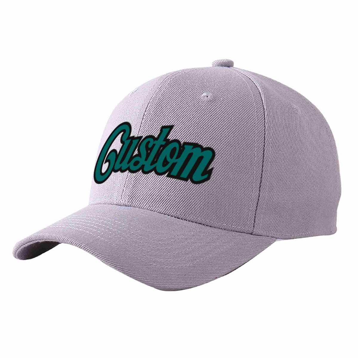 Custom Gray Aqua-Black Curved Eaves Sport Baseball Cap Design for Men/Women/Youth