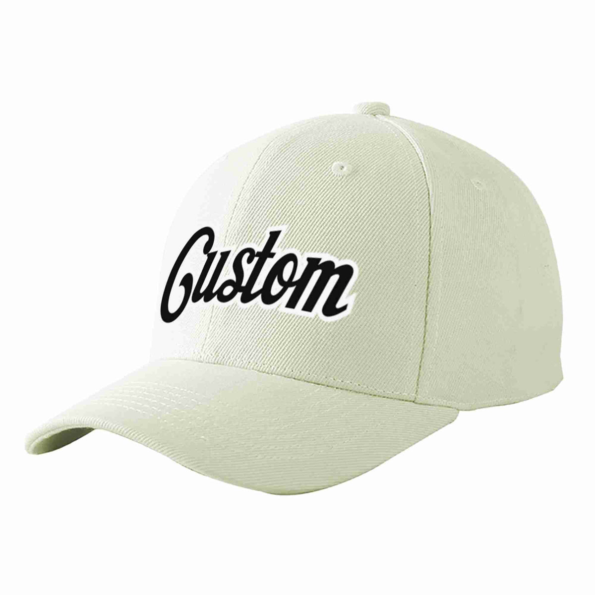 Custom Cream Black-White Curved Eaves Sport Baseball Cap Design for Men/Women/Youth