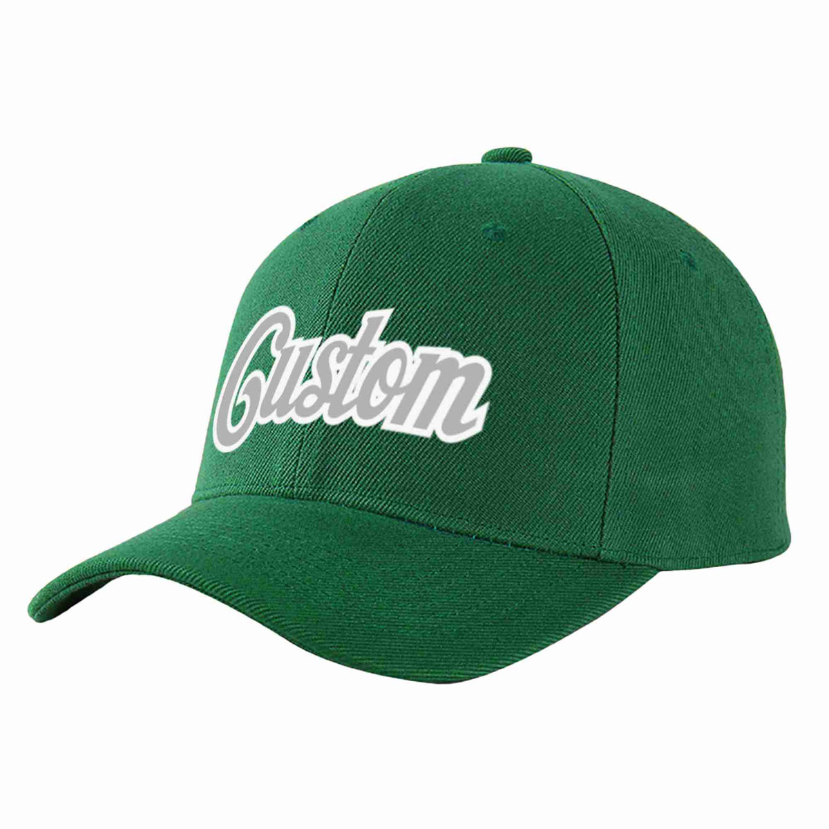 Custom Green Gray-White Curved Eaves Sport Baseball Cap Design for Men/Women/Youth
