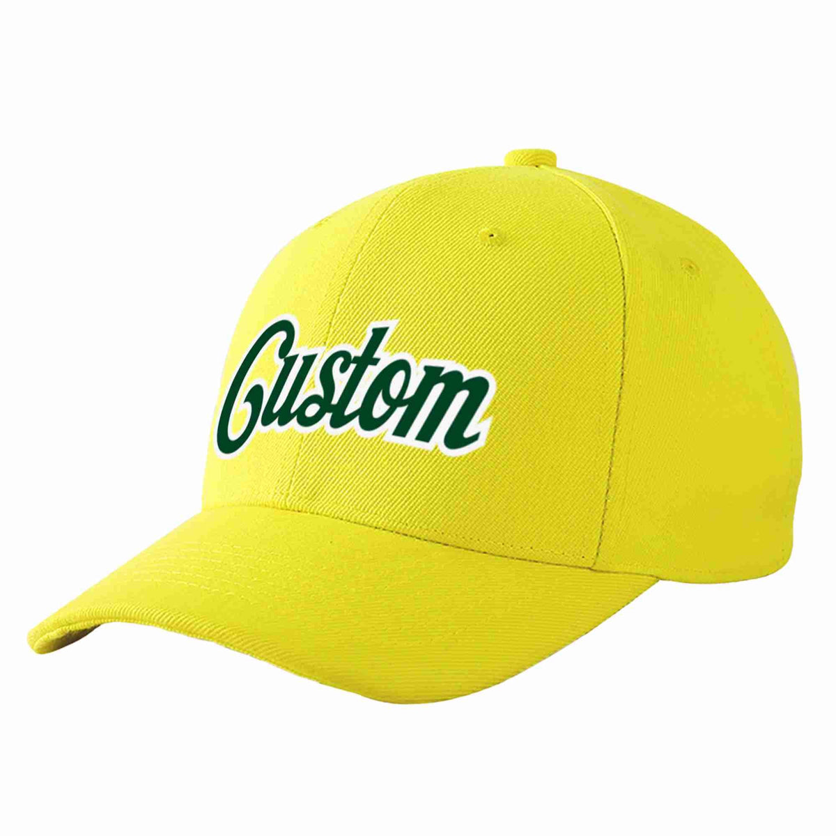 Custom Yellow Green-White Curved Eaves Sport Baseball Cap Design for Men/Women/Youth