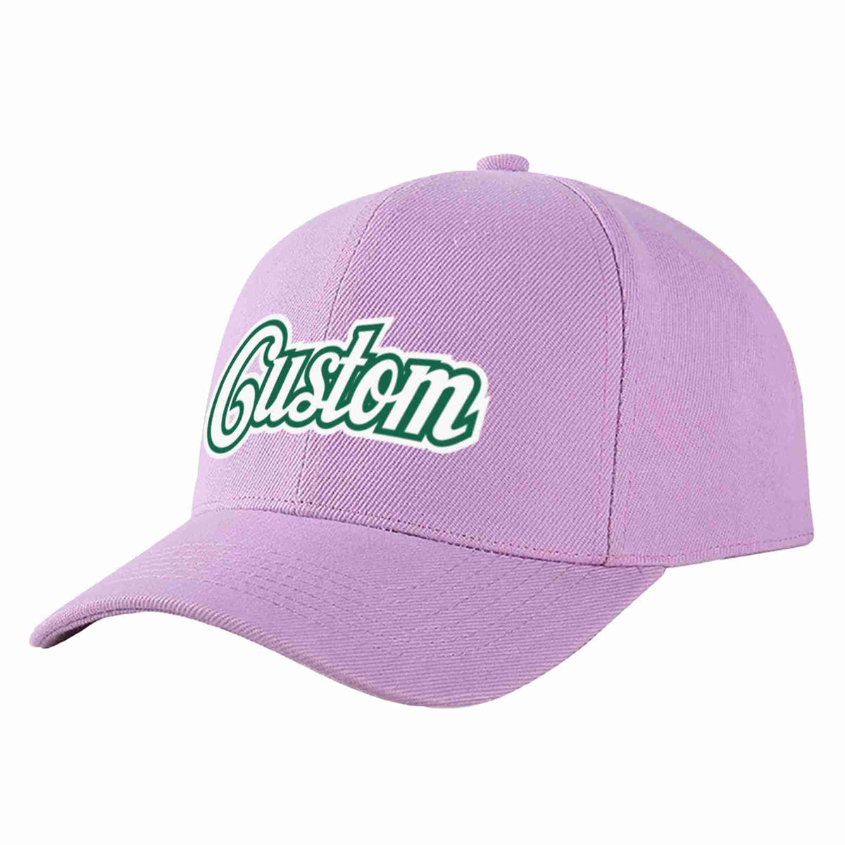 Custom Light Purple White-Kelly Green Curved Eaves Sport Baseball Cap Design for Men/Women/Youth