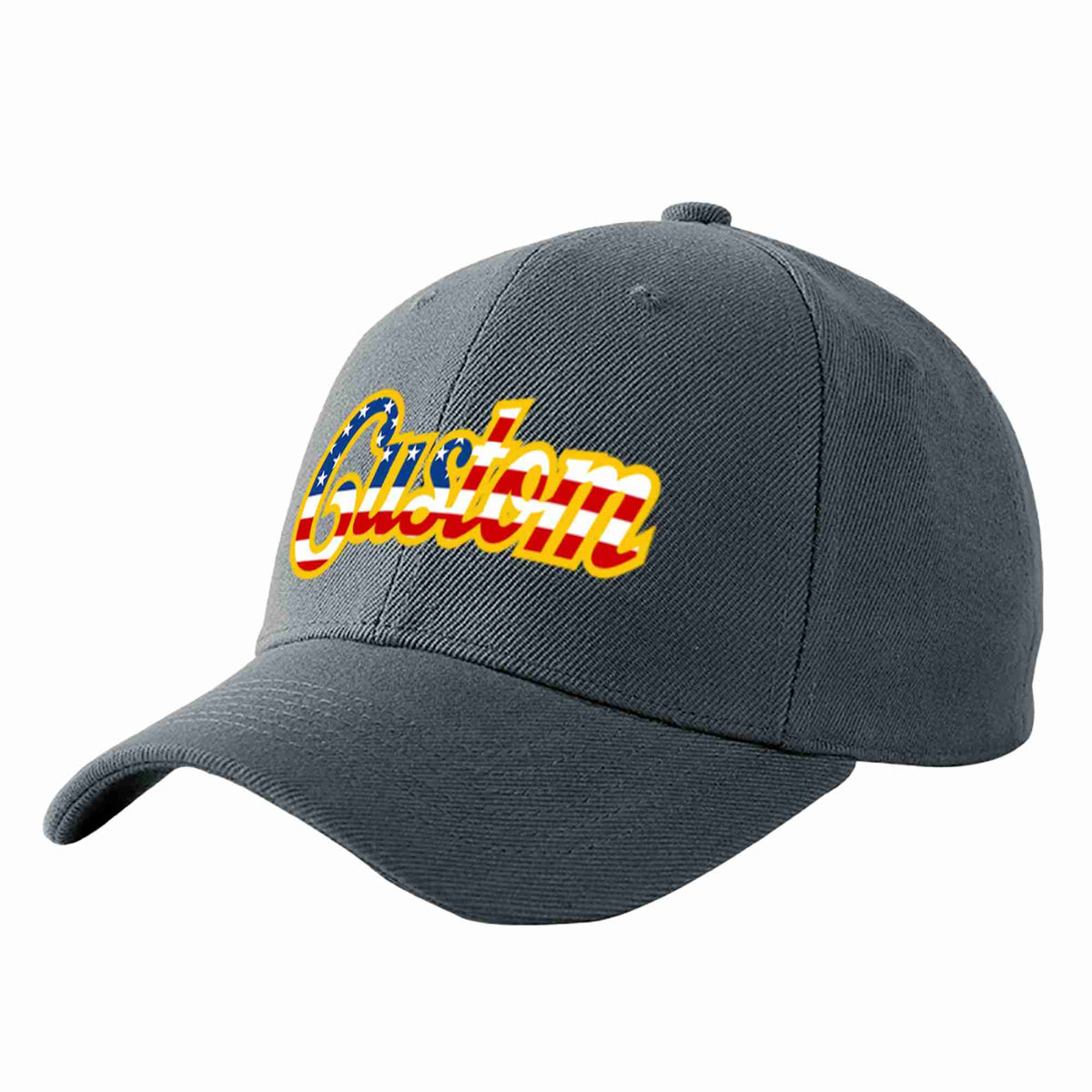 Custom Dark Gray Vintage USA Flag-Gold Curved Eaves Sport Baseball Cap Design for Men/Women/Youth