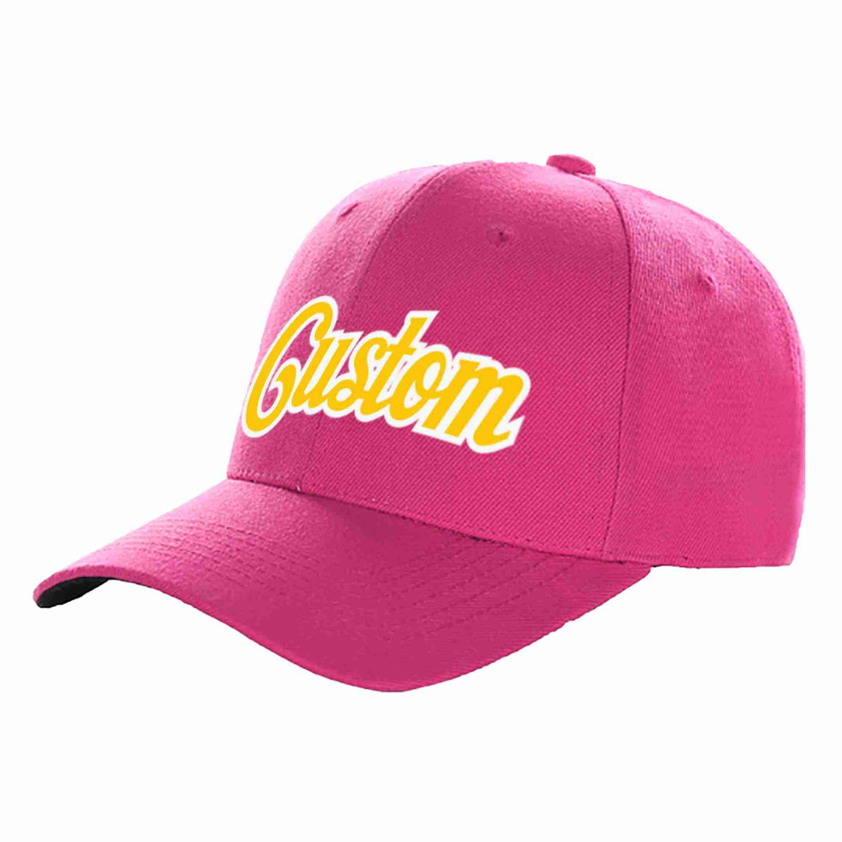 Custom Rose Red Gold-White Curved Eaves Sport Baseball Cap Design for Men/Women/Youth