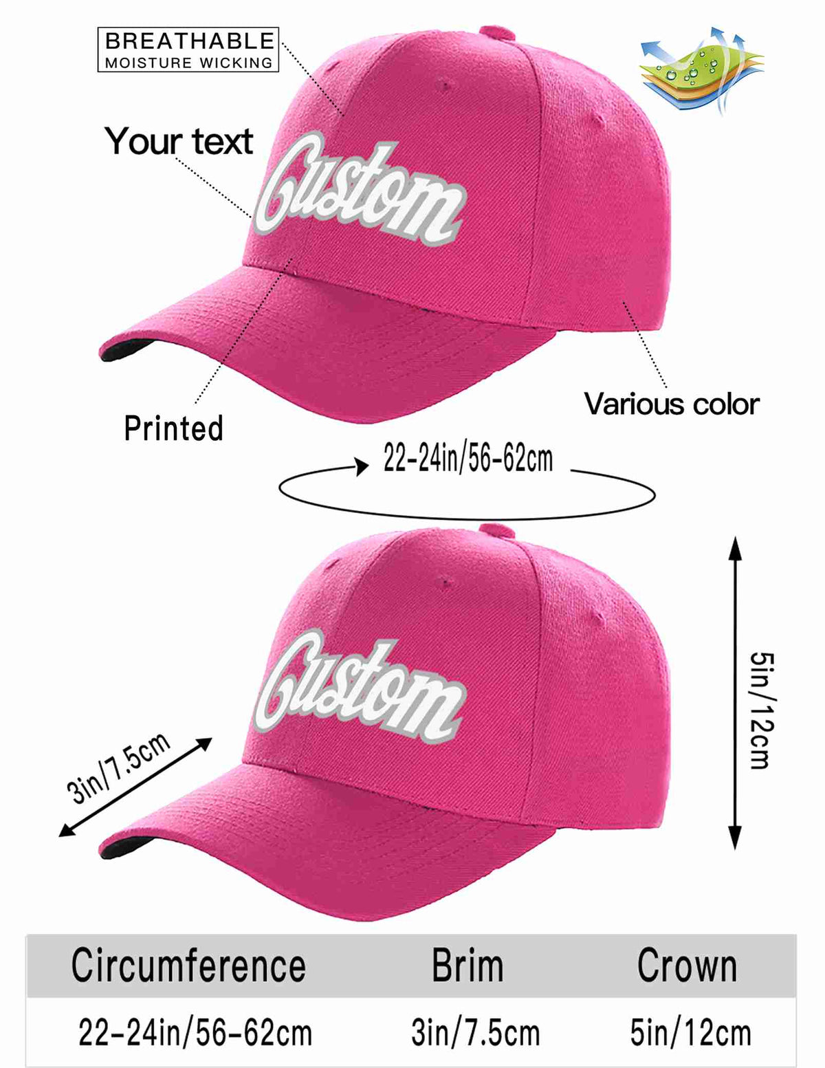 Custom Rose Red White-Gray Curved Eaves Sport Baseball Cap Design for Men/Women/Youth
