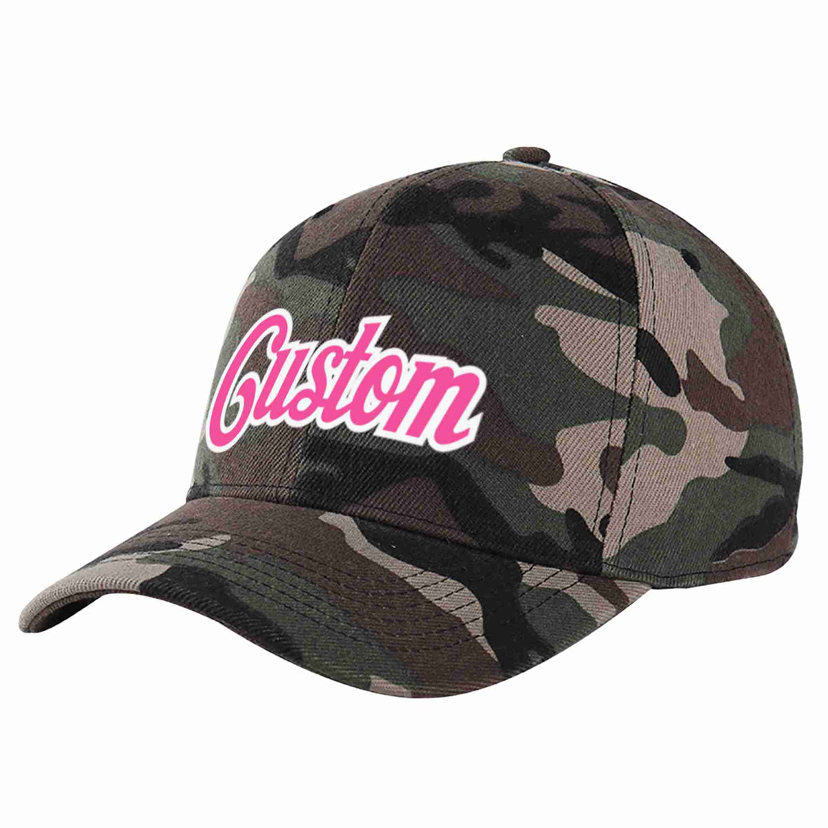 Custom Camo Pink-White Curved Eaves Sport Baseball Cap Design for Men/Women/Youth