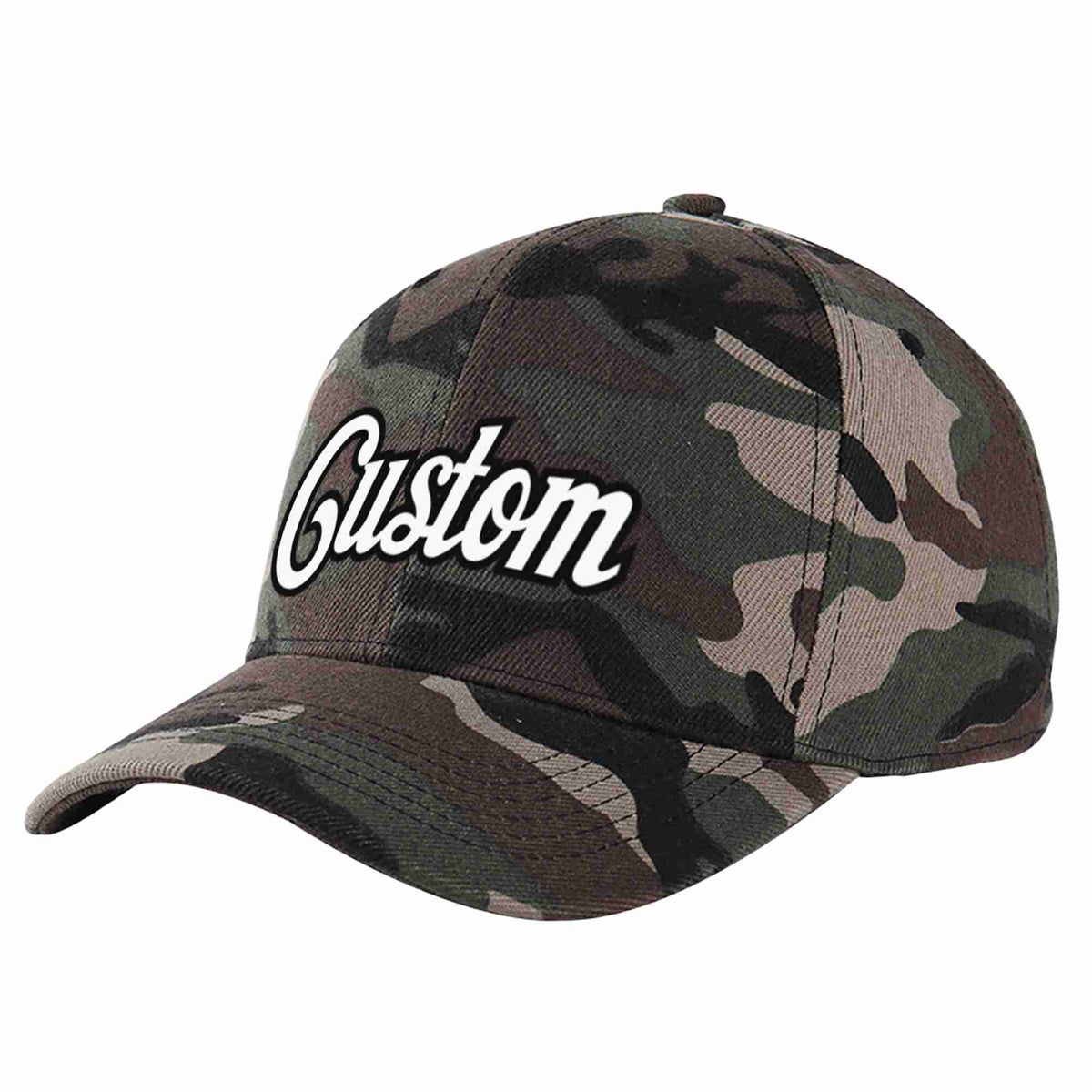 Custom Camo White-Black Curved Eaves Sport Baseball Cap Design for Men/Women/Youth