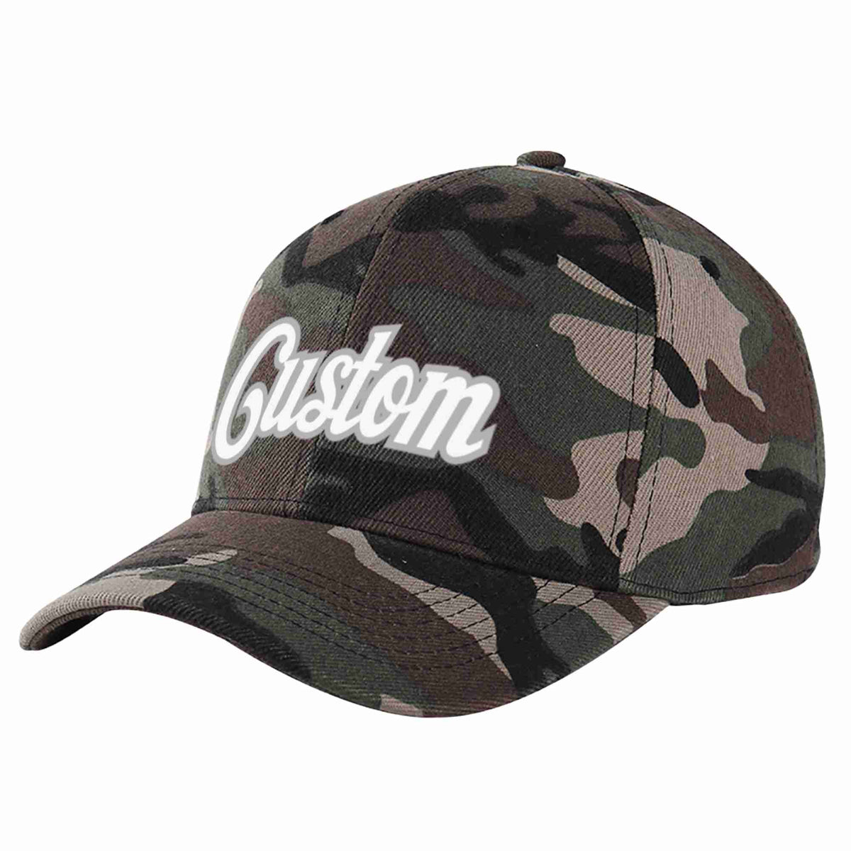 Custom Camo White-Gray Curved Eaves Sport Baseball Cap Design for Men/Women/Youth