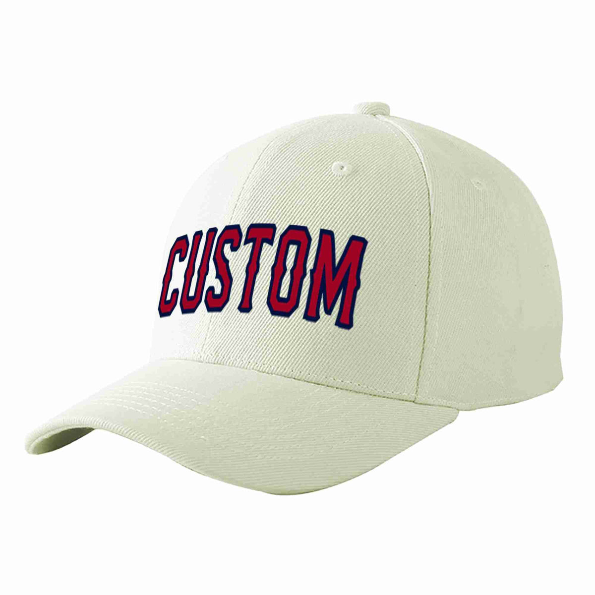 Custom Cream Red-Navy Curved Eaves Sport Baseball Cap Design for Men/Women/Youth