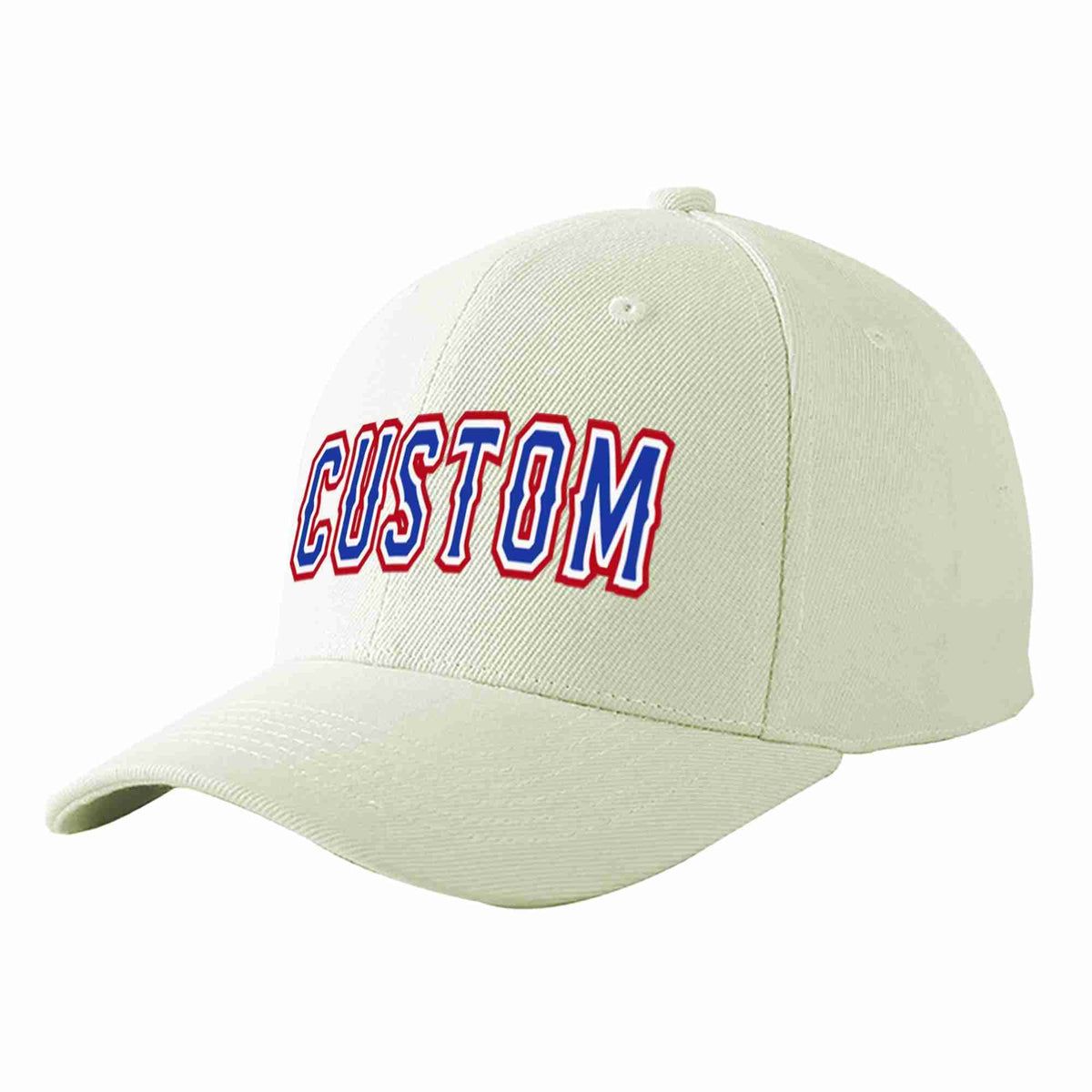 Custom Cream Royal-White Curved Eaves Sport Baseball Cap Design for Men/Women/Youth