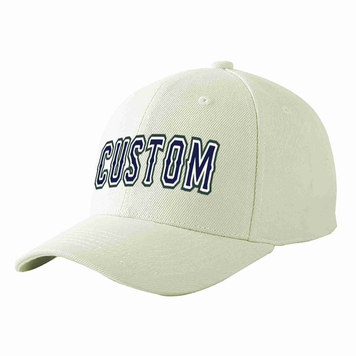 Custom Cream Navy-White Curved Eaves Sport Baseball Cap Design for Men/Women/Youth
