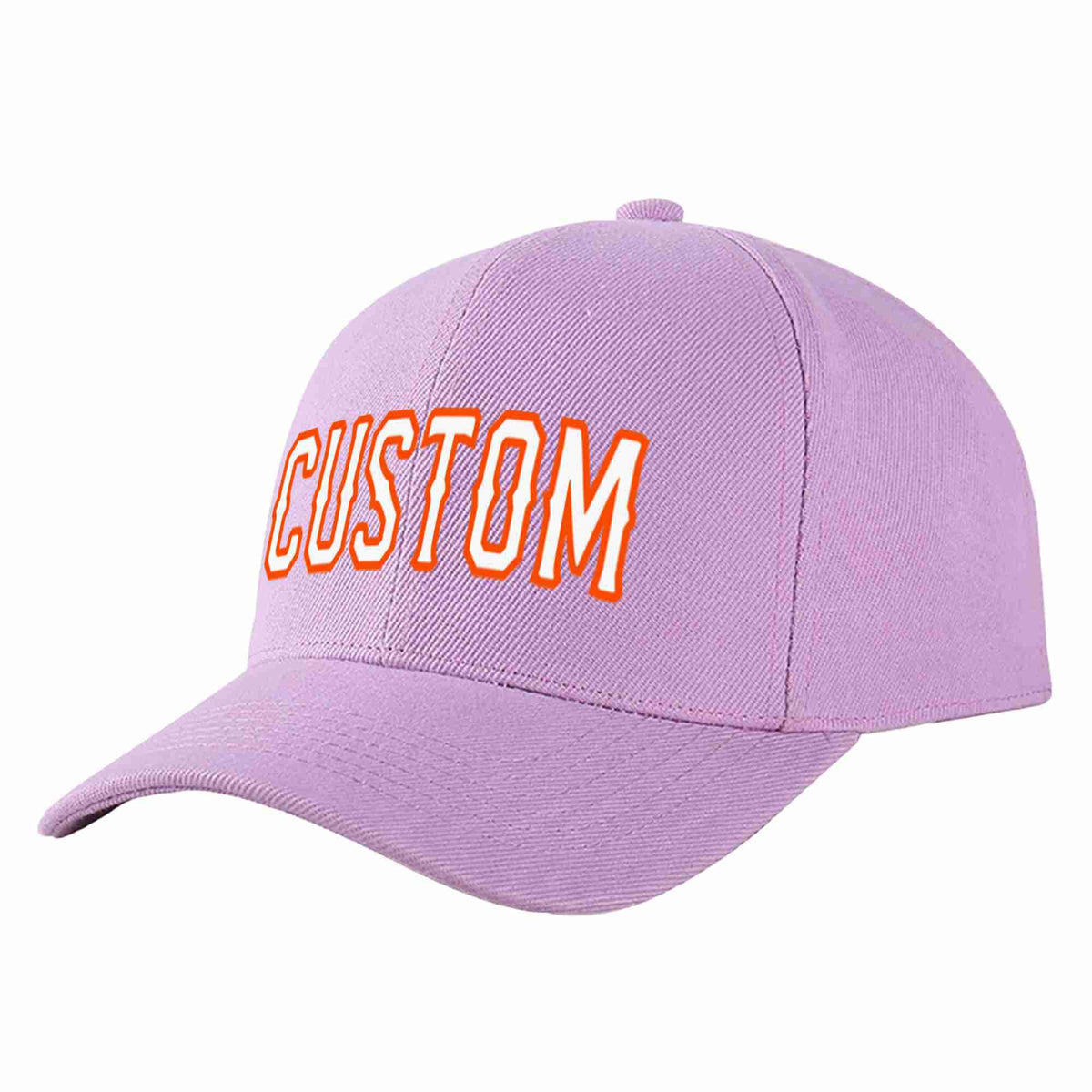Custom Light Purple White-Orange Curved Eaves Sport Baseball Cap Design for Men/Women/Youth