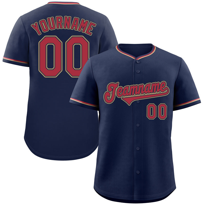 Custom Navy Red-White Classic Style Authentic Baseball Jersey