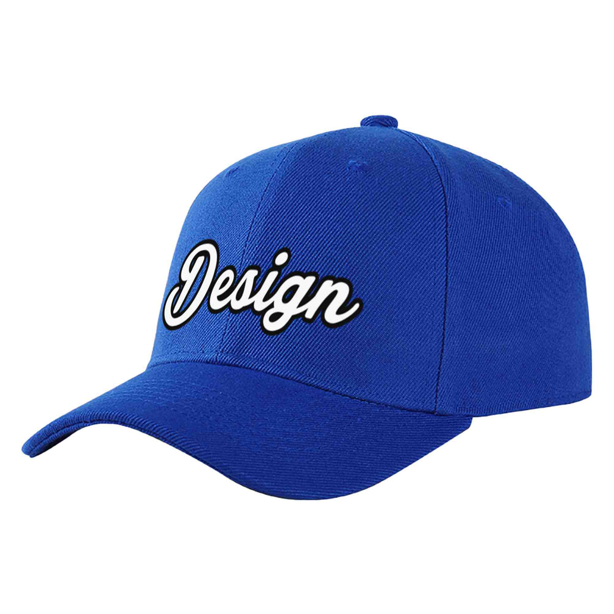 Custom Royal White-Black Curved Eaves Sport Design Baseball Cap