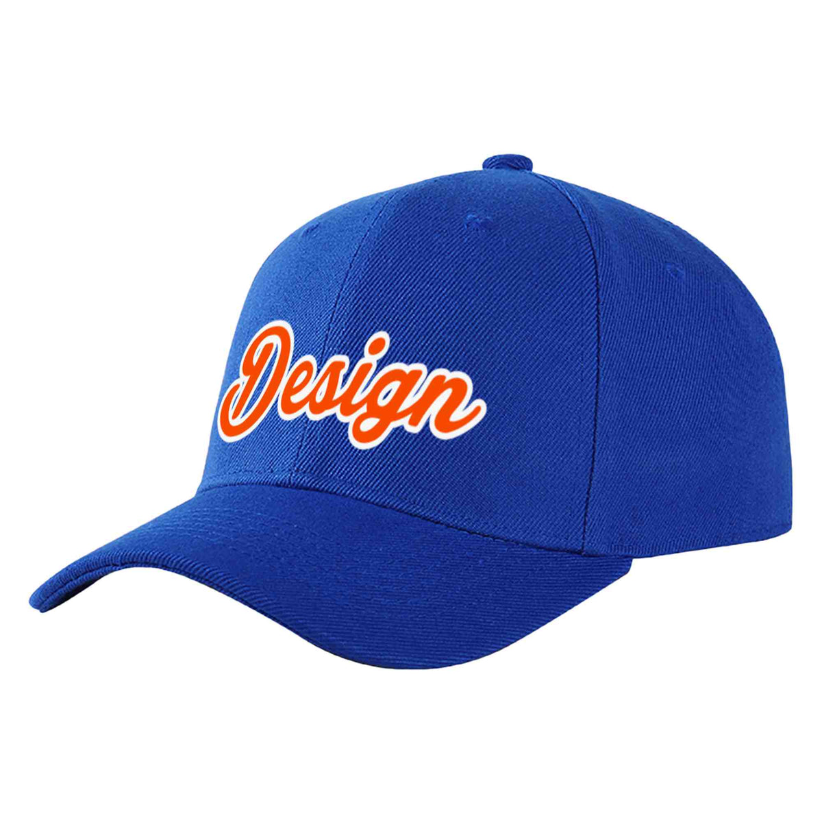 Custom Royal Orange-White Curved Eaves Sport Design Baseball Cap