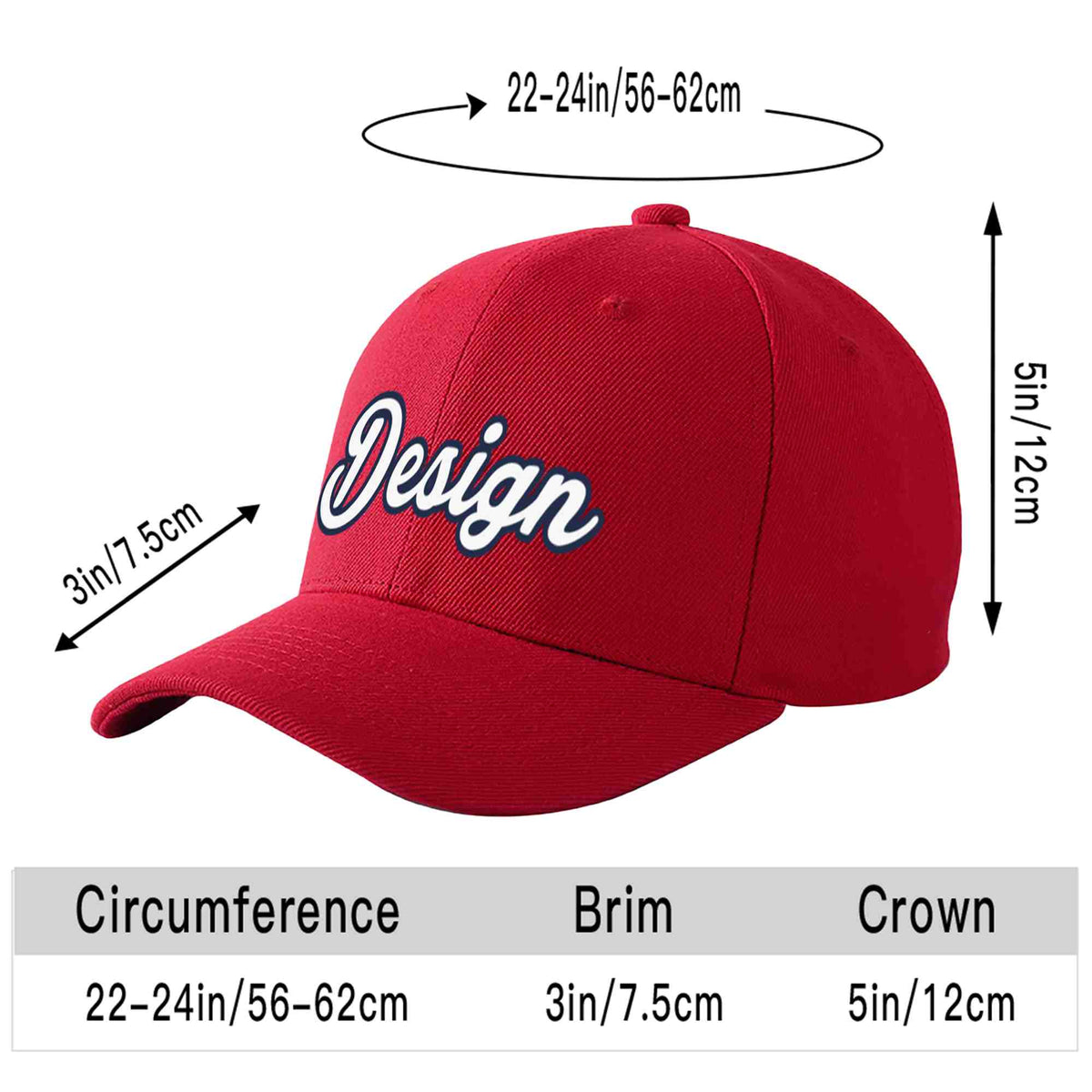 Custom Red White-Navy Curved Eaves Sport Design Baseball Cap