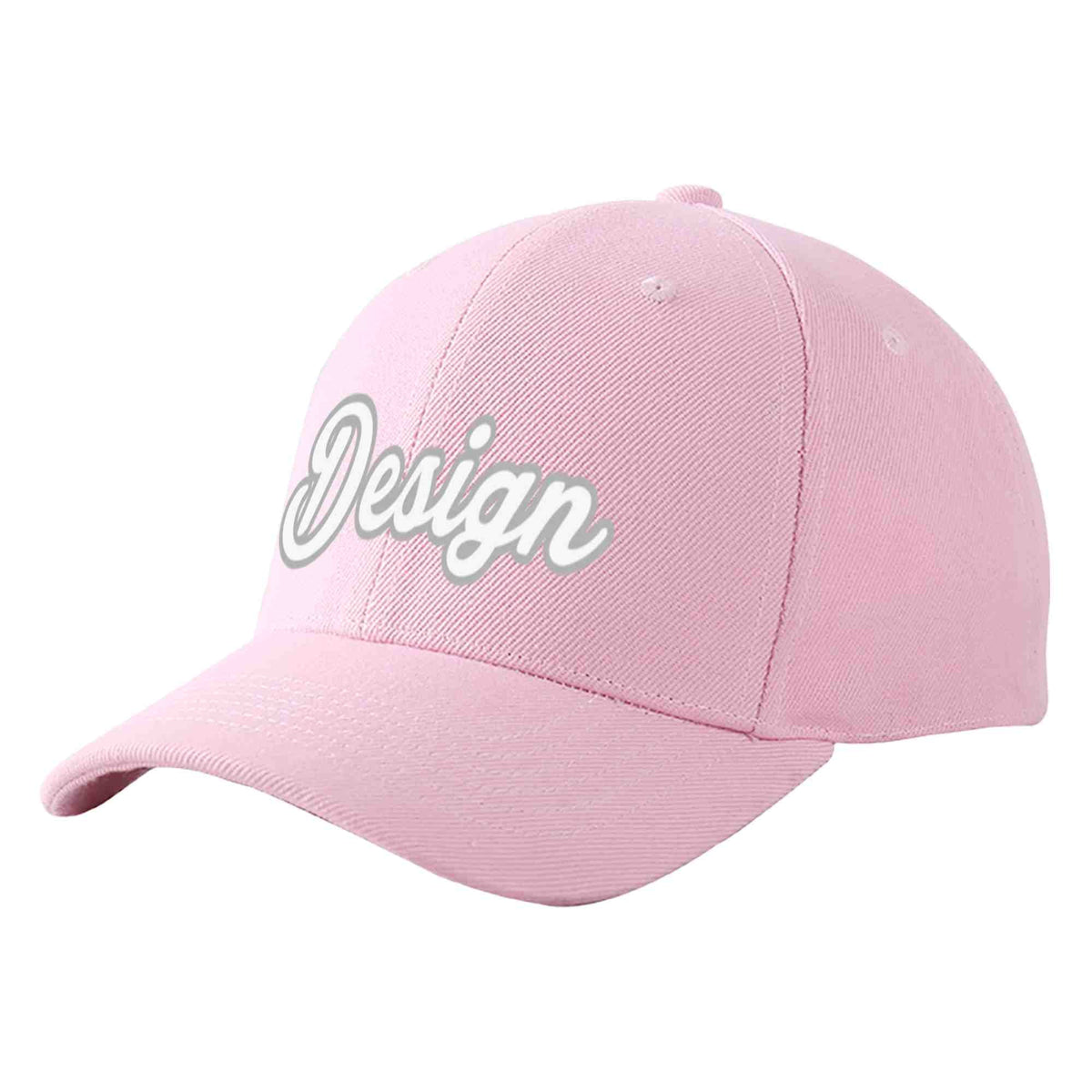 Custom Pink White-Gray Curved Eaves Sport Design Baseball Cap