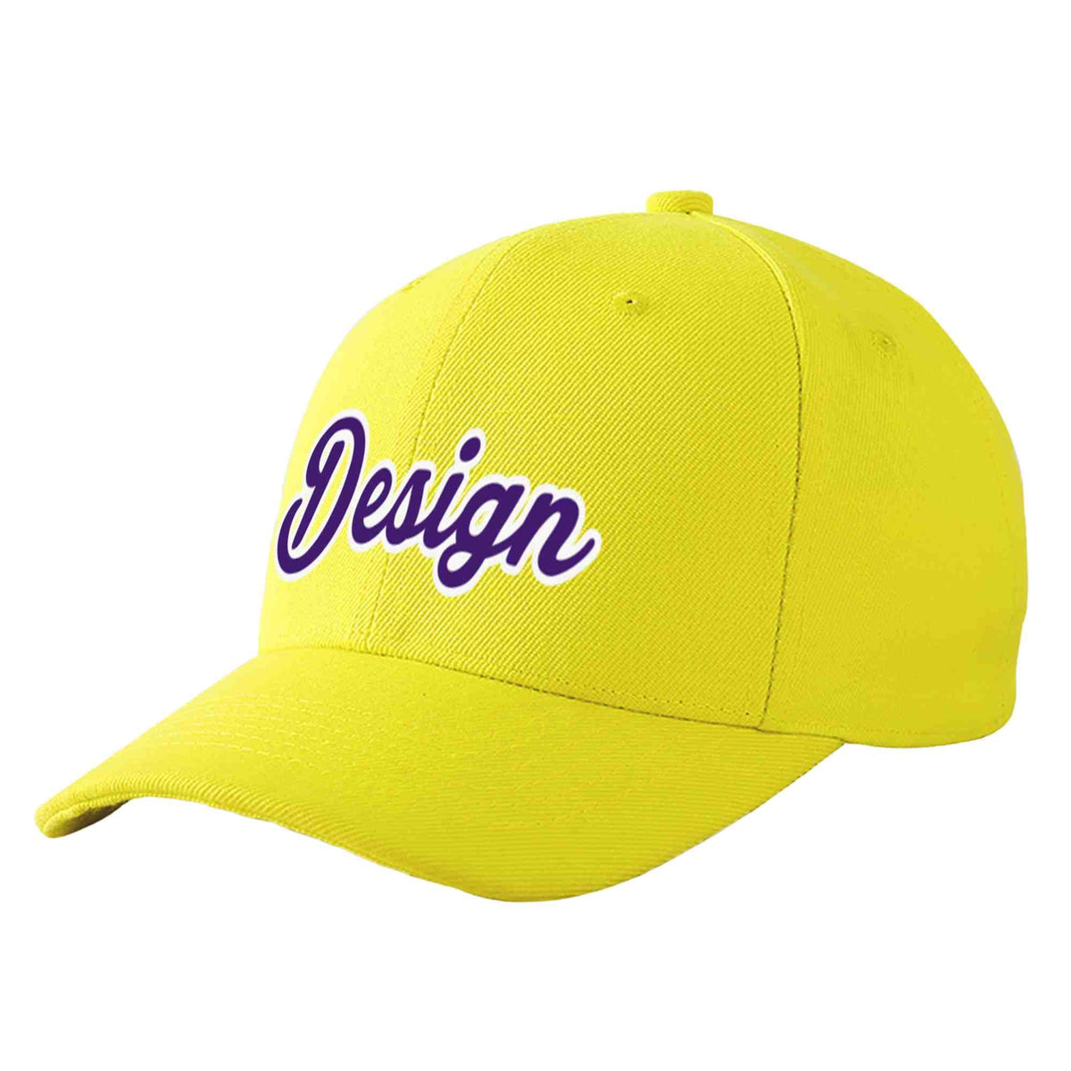 Custom Yellow Purple-White Curved Eaves Sport Design Baseball Cap