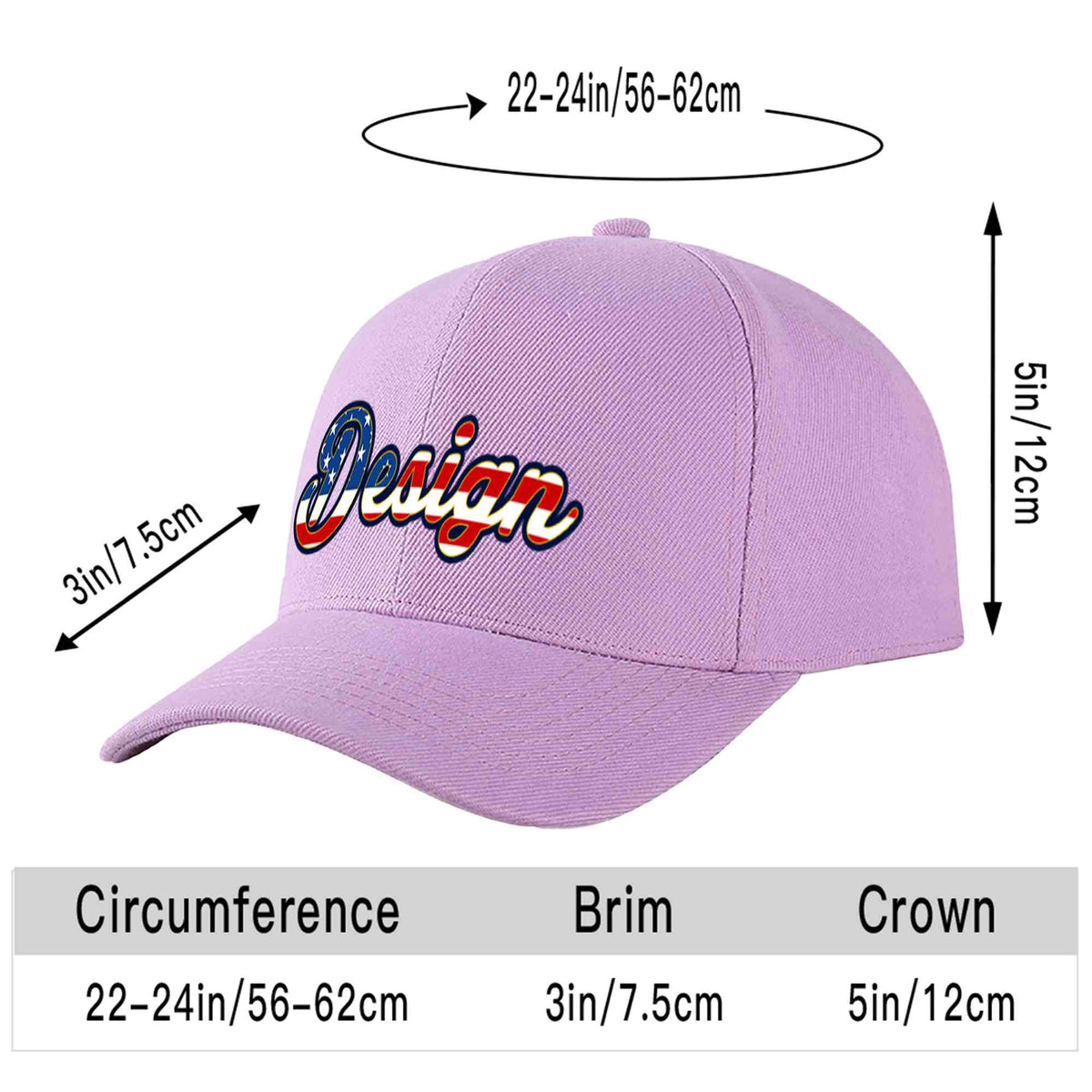 Custom Light Purple Vintage USA Flag-Gold Curved Eaves Sport Design Baseball Cap