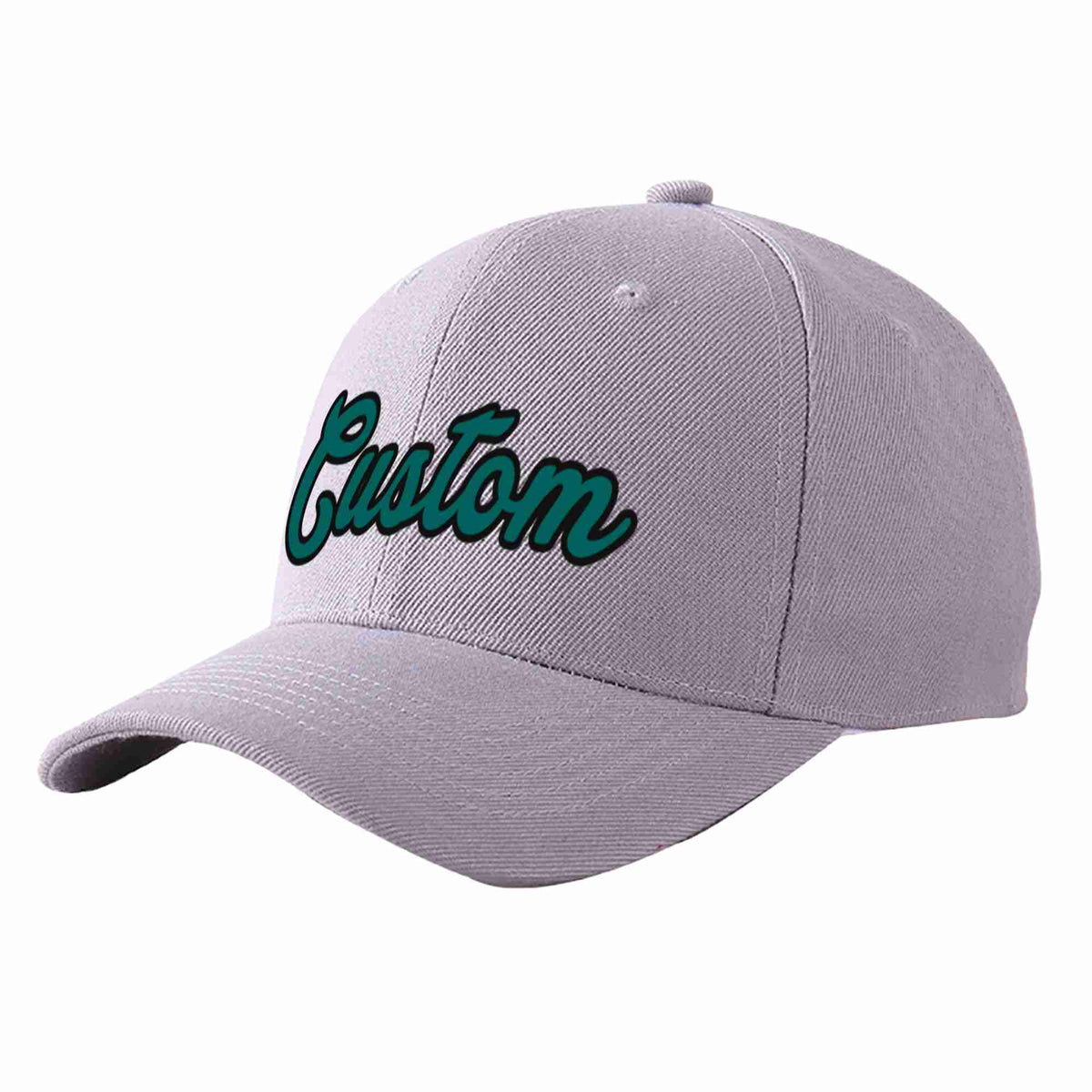 Custom Gray Aqua-Black Curved Eaves Sport Baseball Cap Design for Men/Women/Youth