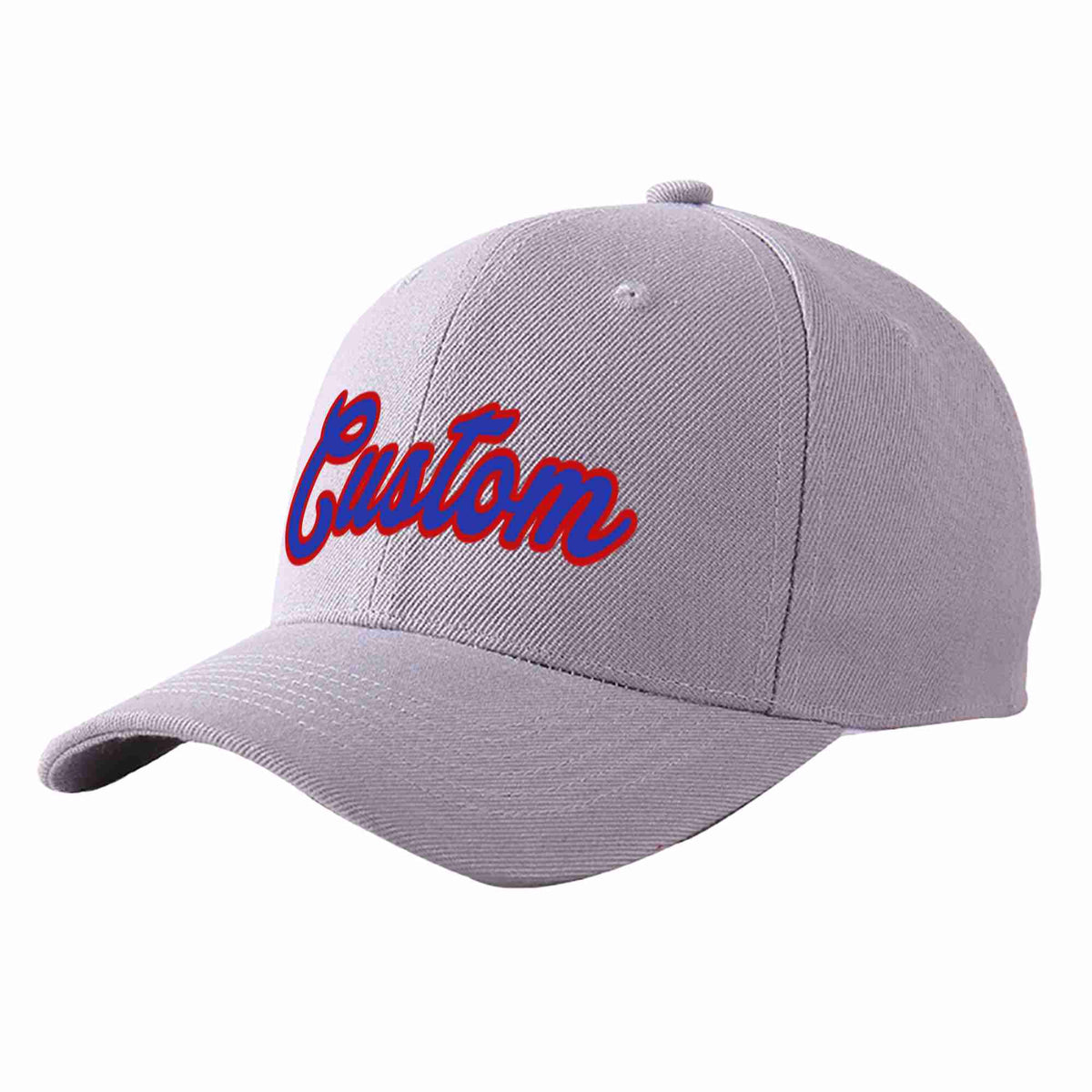 Custom Gray Royal-Red Curved Eaves Sport Baseball Cap Design for Men/Women/Youth
